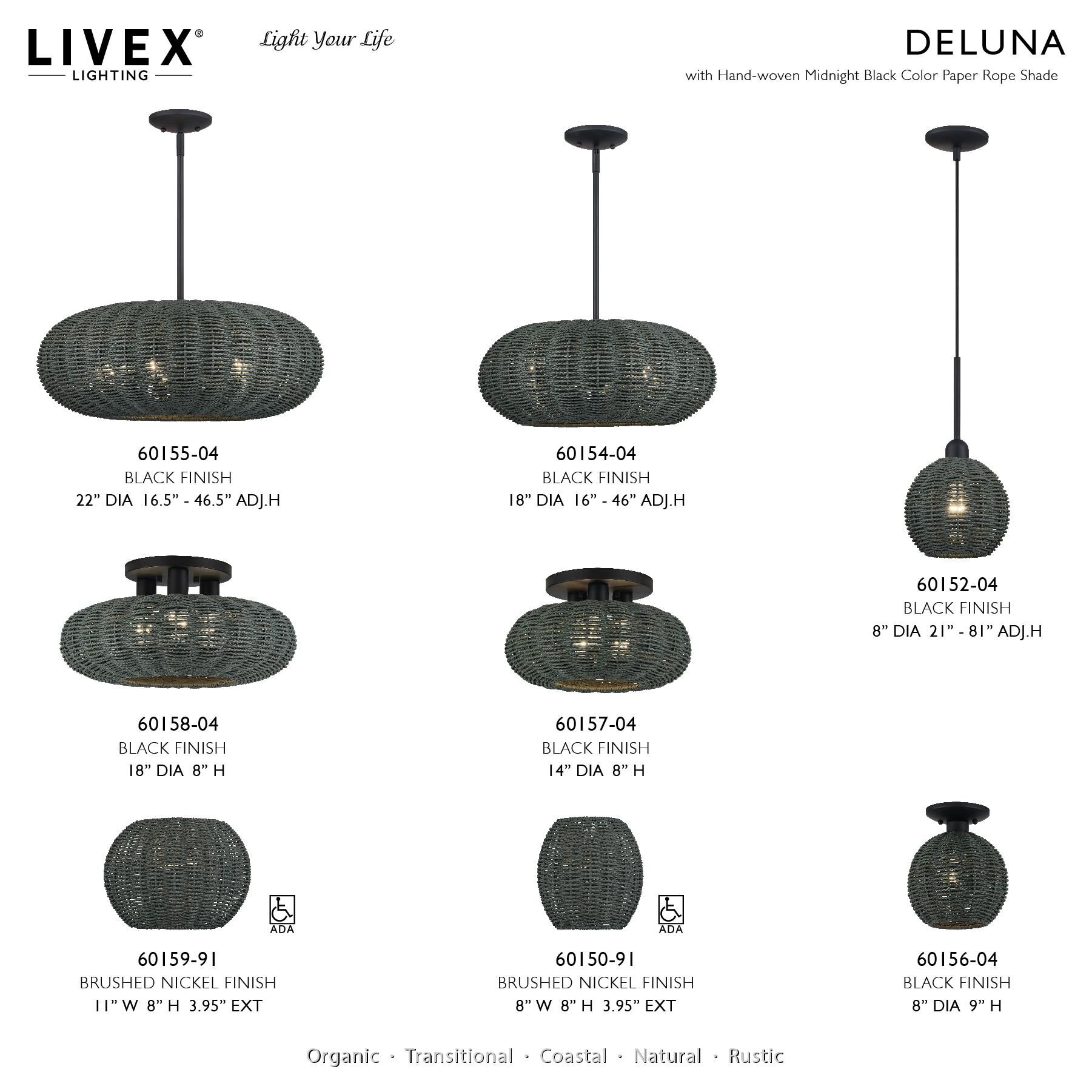 Deluna 8 Inch Semi Flush Mount by Livex Lighting