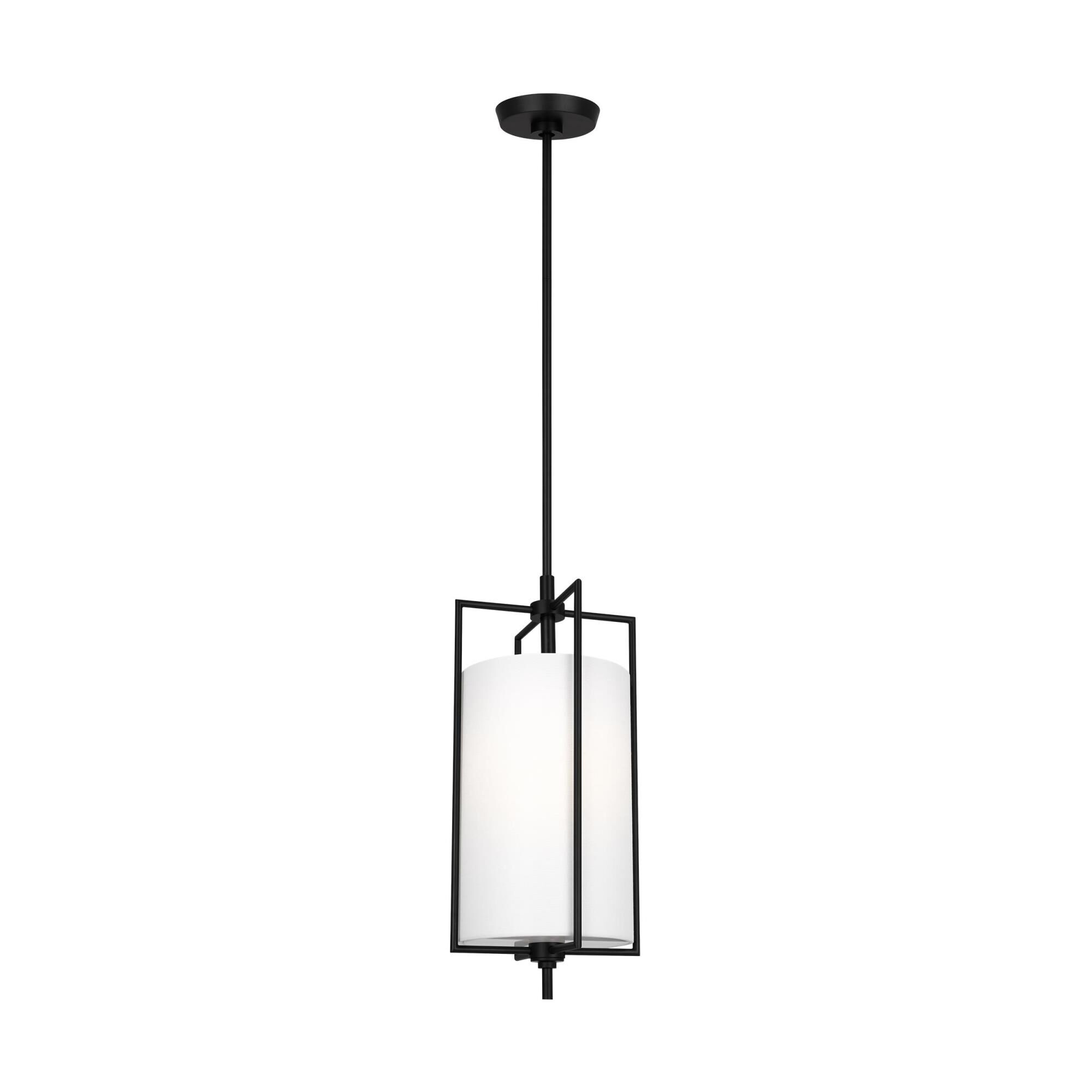 Shown in Aged Iron finish and White LinenLinen shade