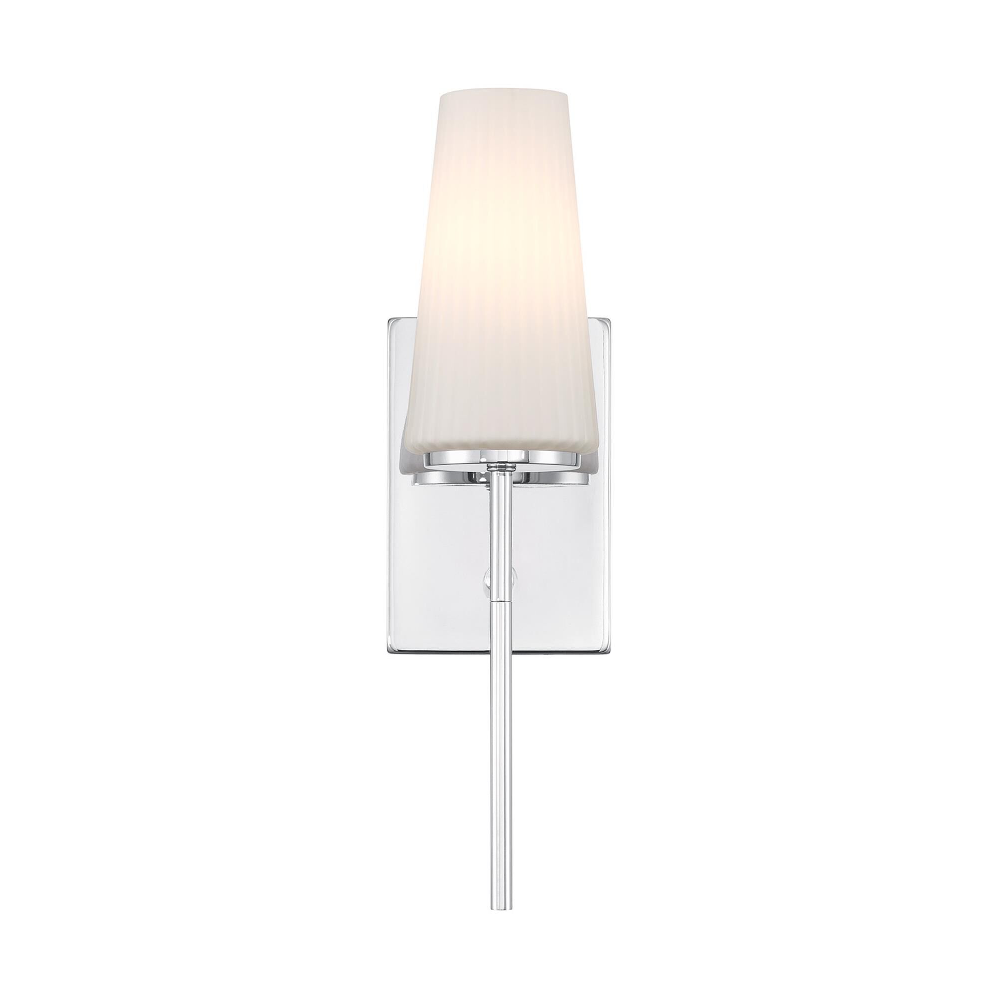 Shown in Chrome finish and Fluted White Opal glass