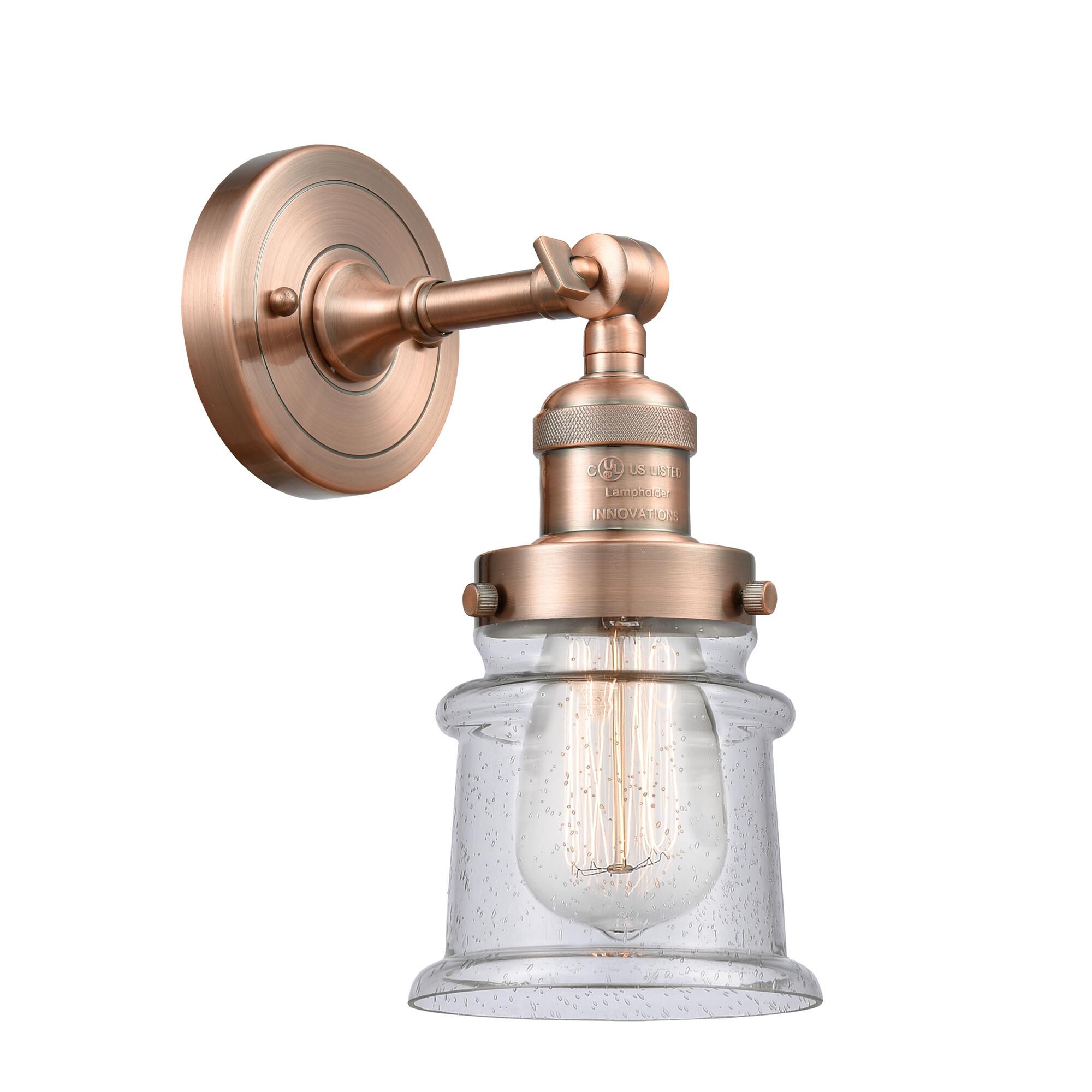 Shown in Antique Copper finish and Seedy glass