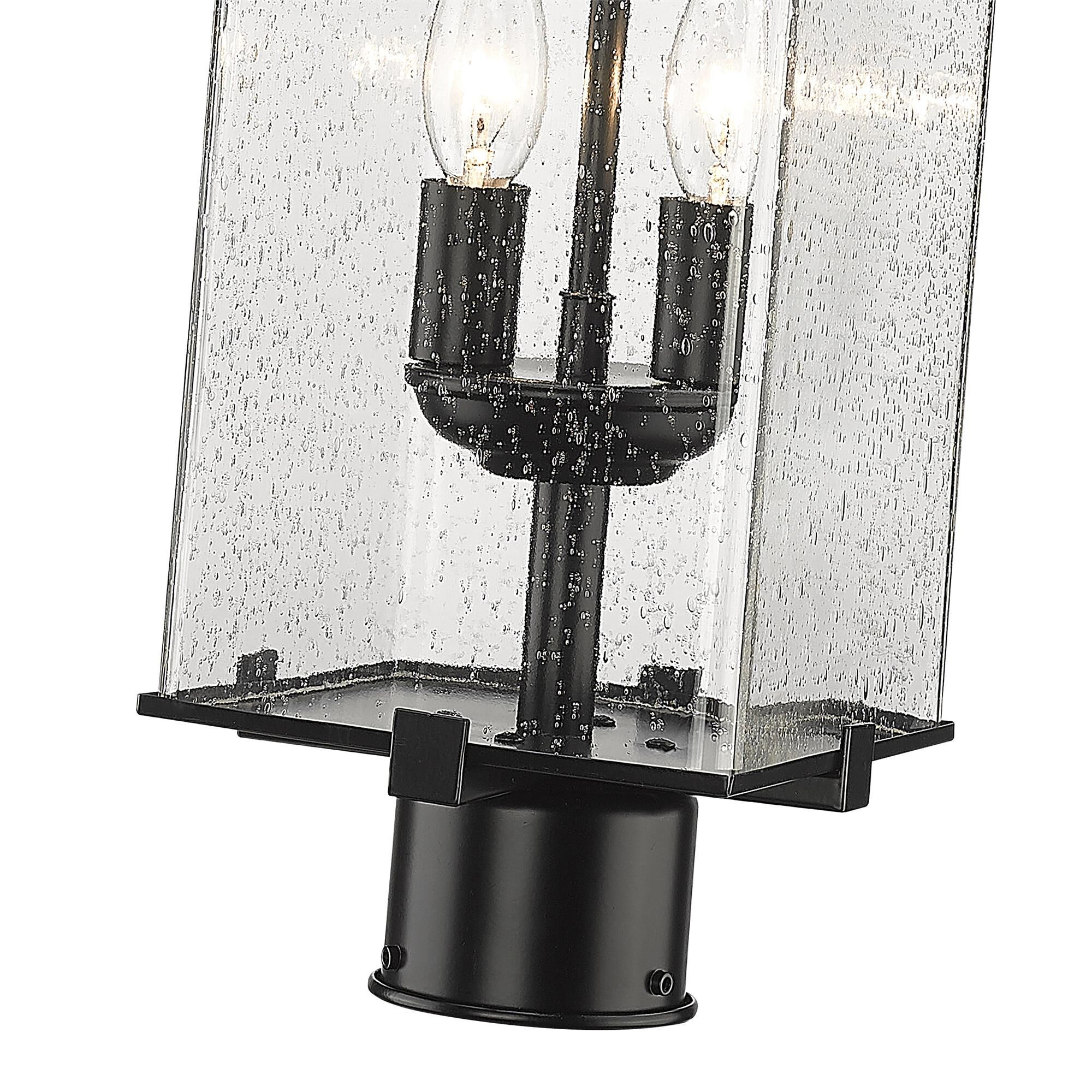 Shown in Black finish and Glass shade