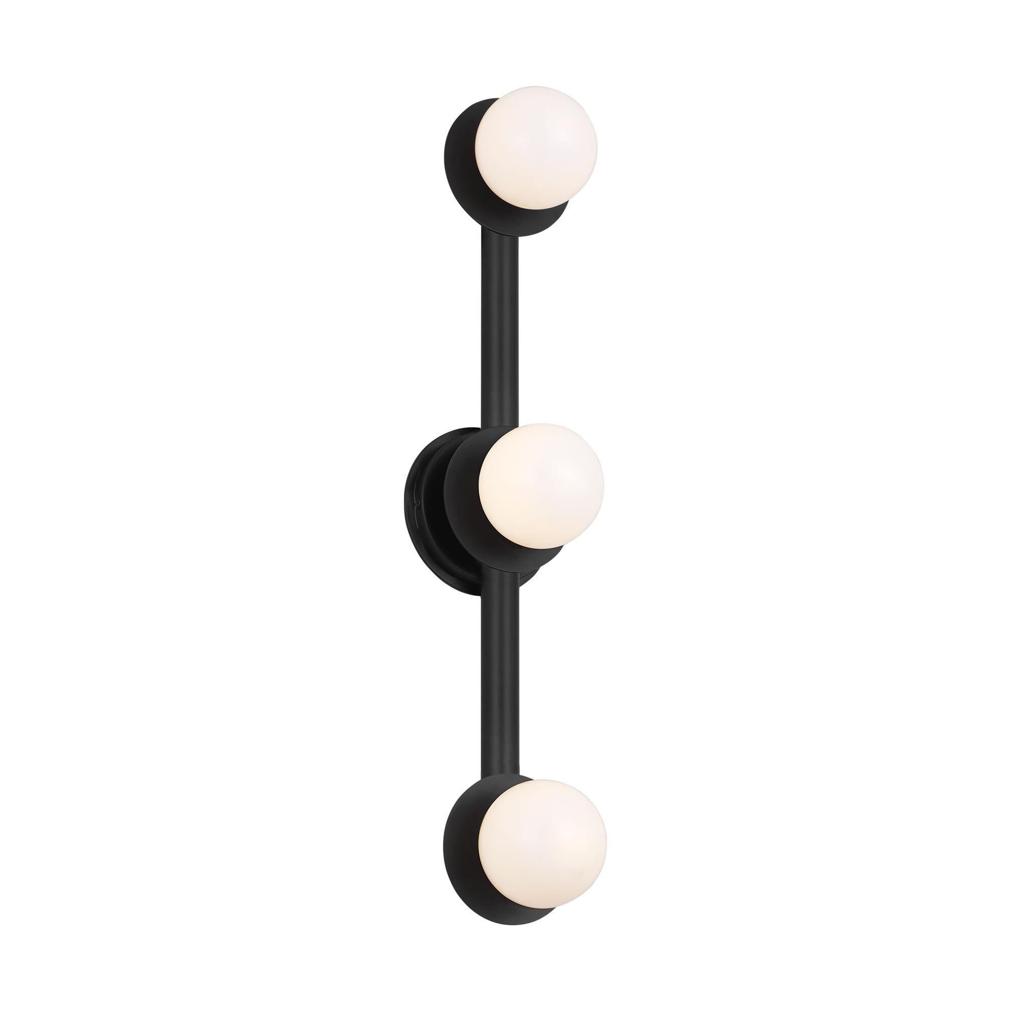Shown in Midnight Black finish and Milk glass