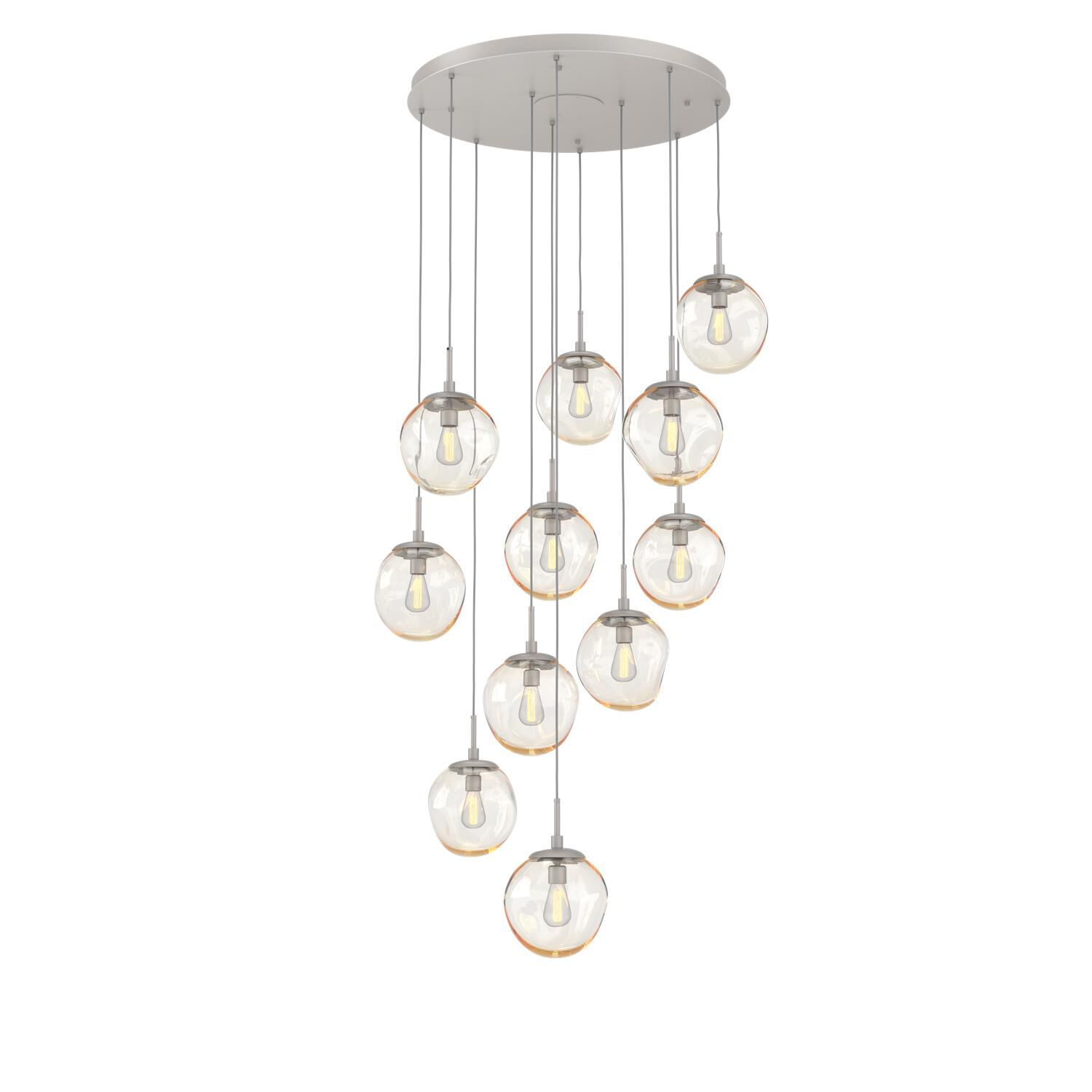 Shown in Metallic Beige Silver finish and Blown Amber glass