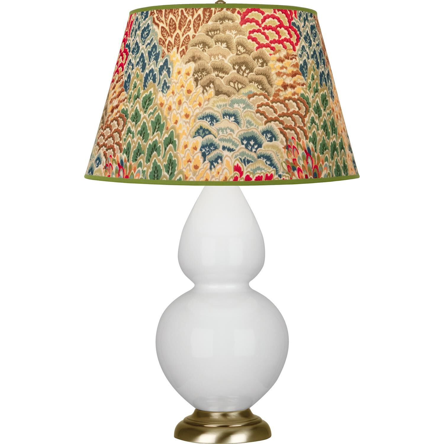 Shown in Lily finish and Fall Floral shade and Antique Natural Brass accent