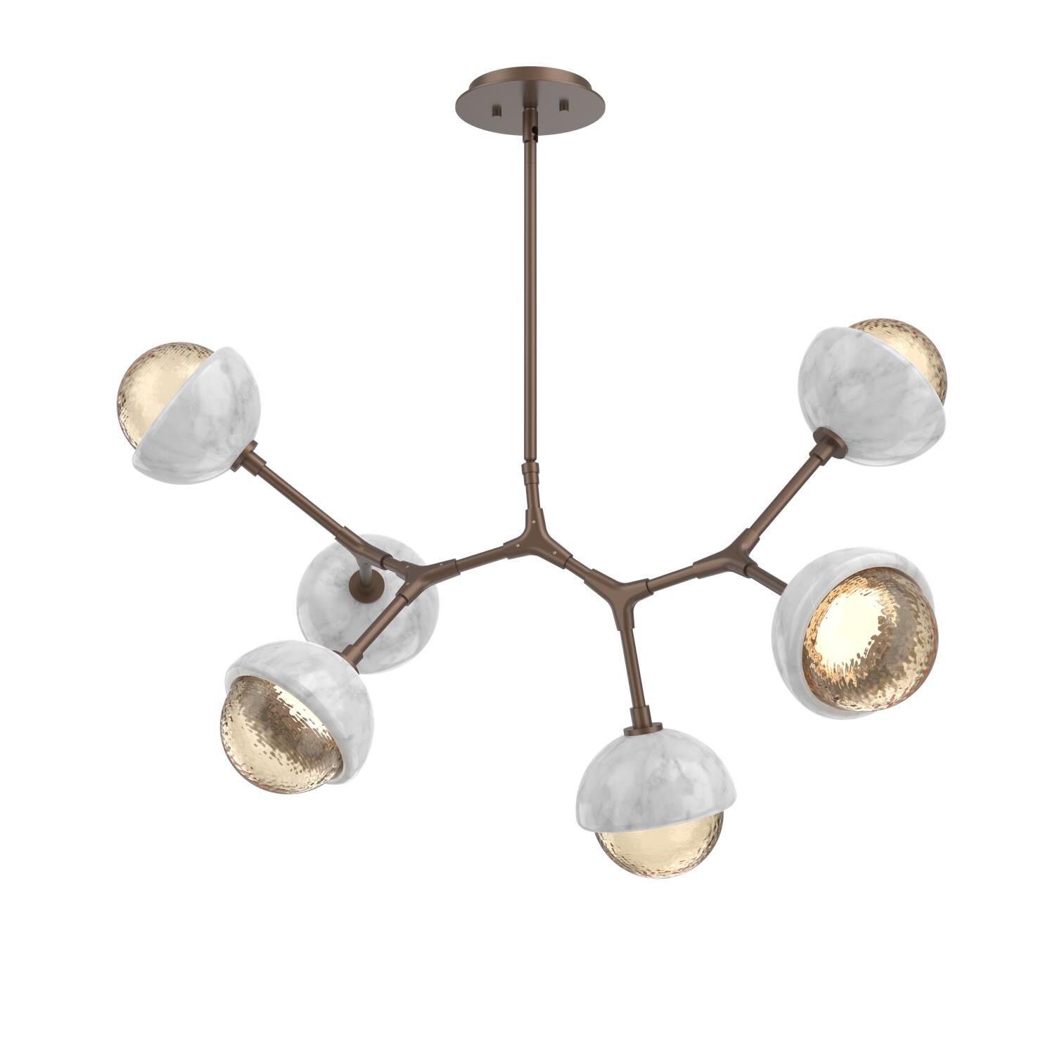 Shown in Burnished Bronze finish and Amber glass and White Marble accent