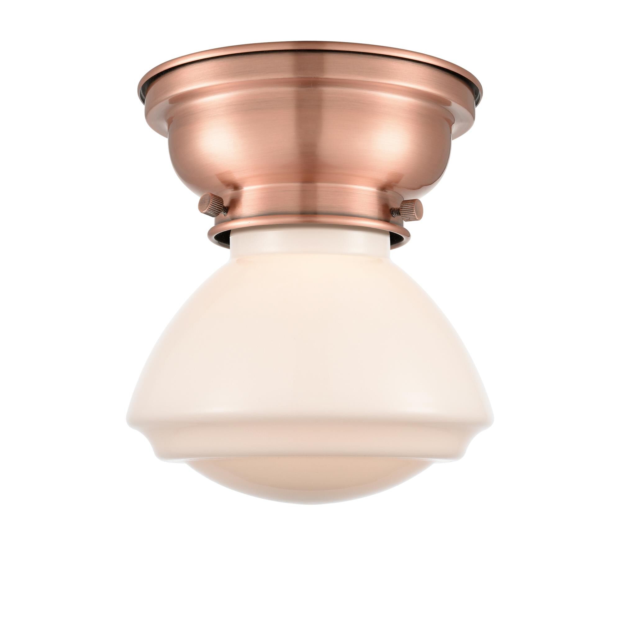 Shown in Antique Copper finish and Frosted glass