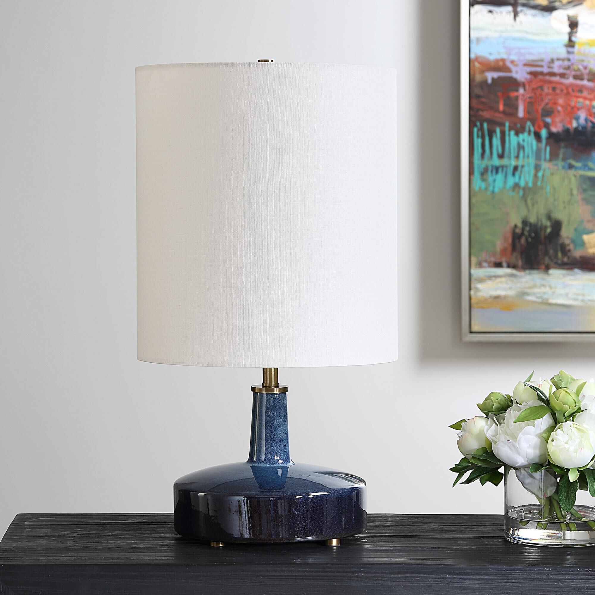 Shown in Add A Touch Of Artistic Flair To Your Space With Our Unique Ceramic Table Lamp, Boasting A Captivati finish and Round Drum Hardback shade