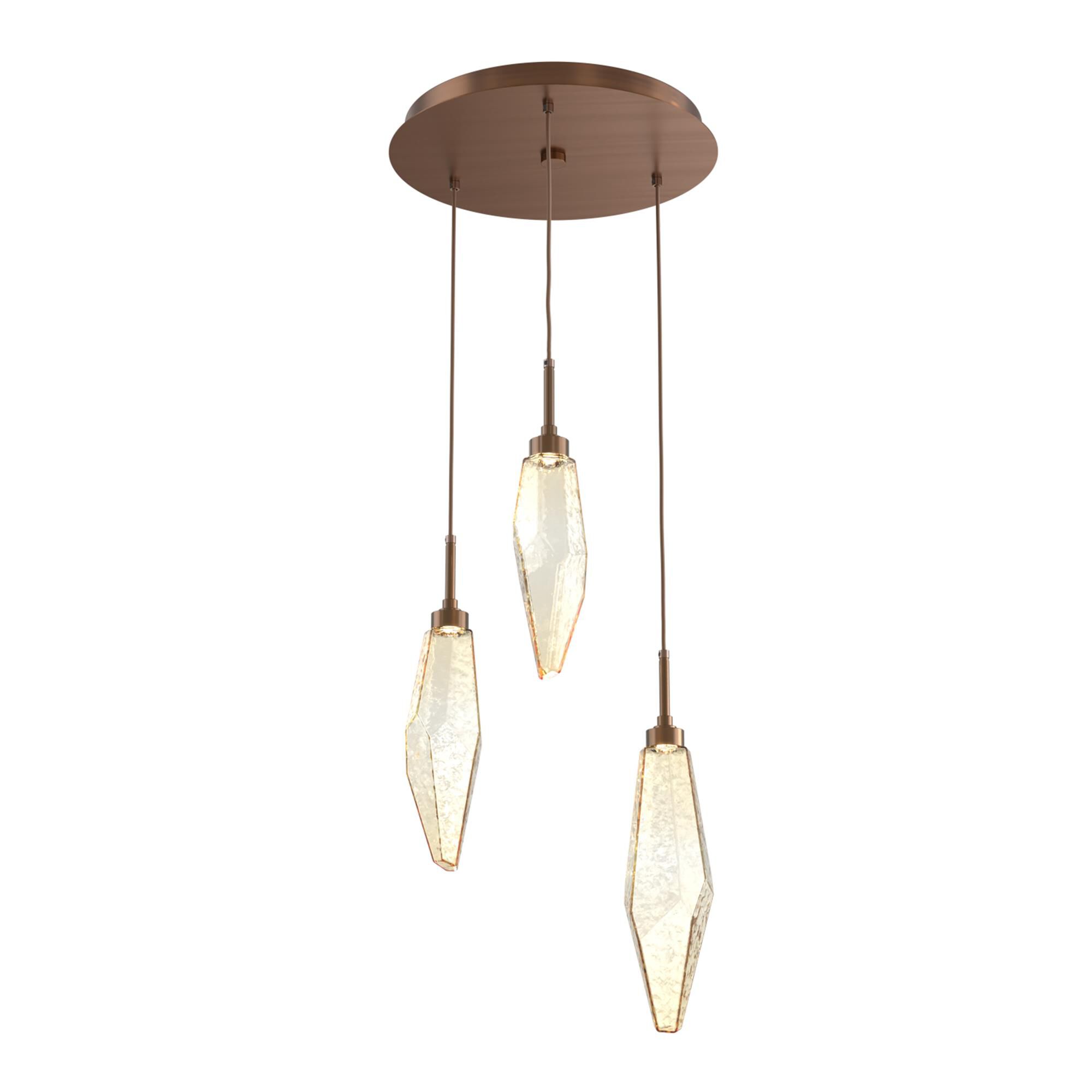 Shown in Burnished Brass finish and Chilled Amber glass