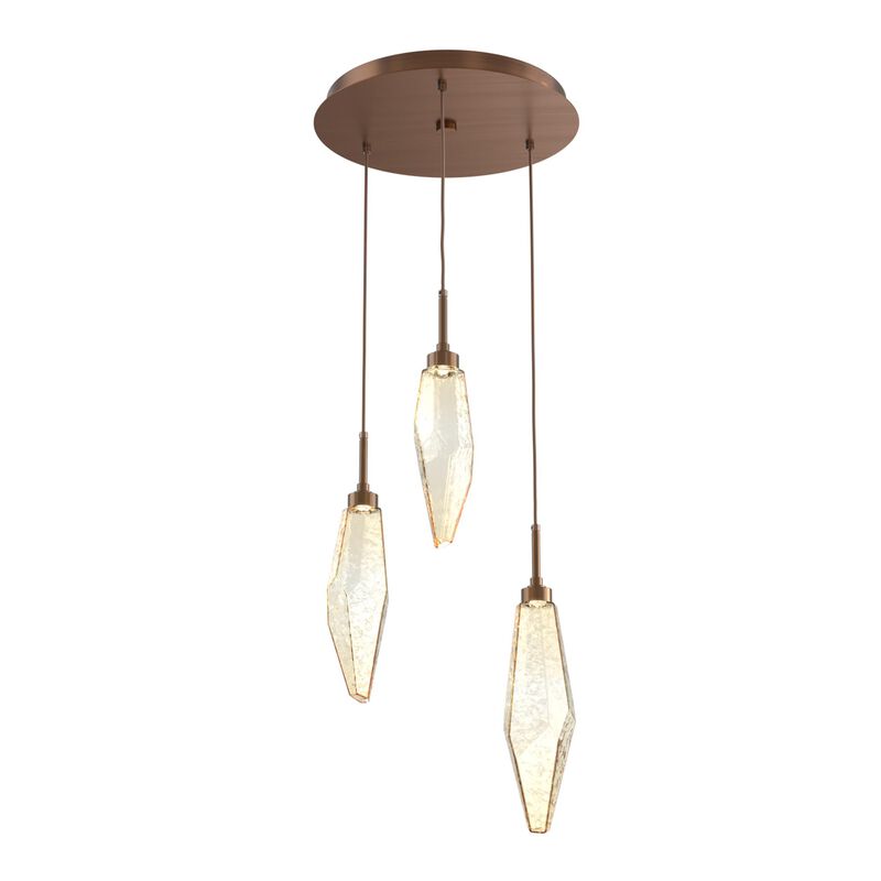 Rock Crystal 17 Inch 3 Light Multi Light Pendant by Hammerton Studio