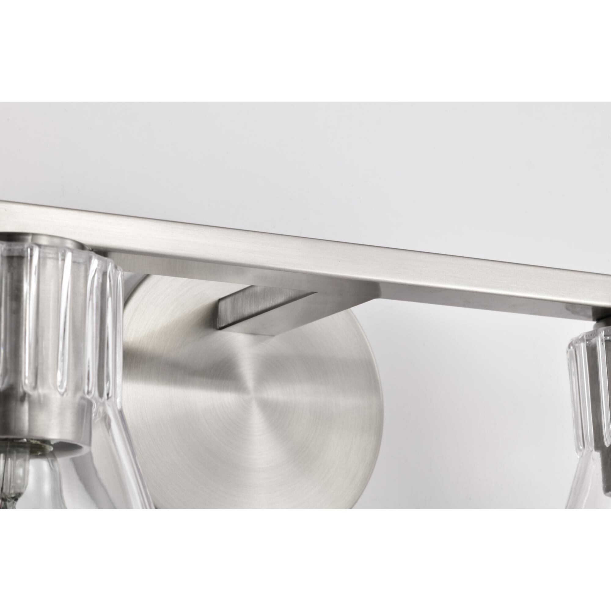Shown in Brushed Nickel finish and Clear glass