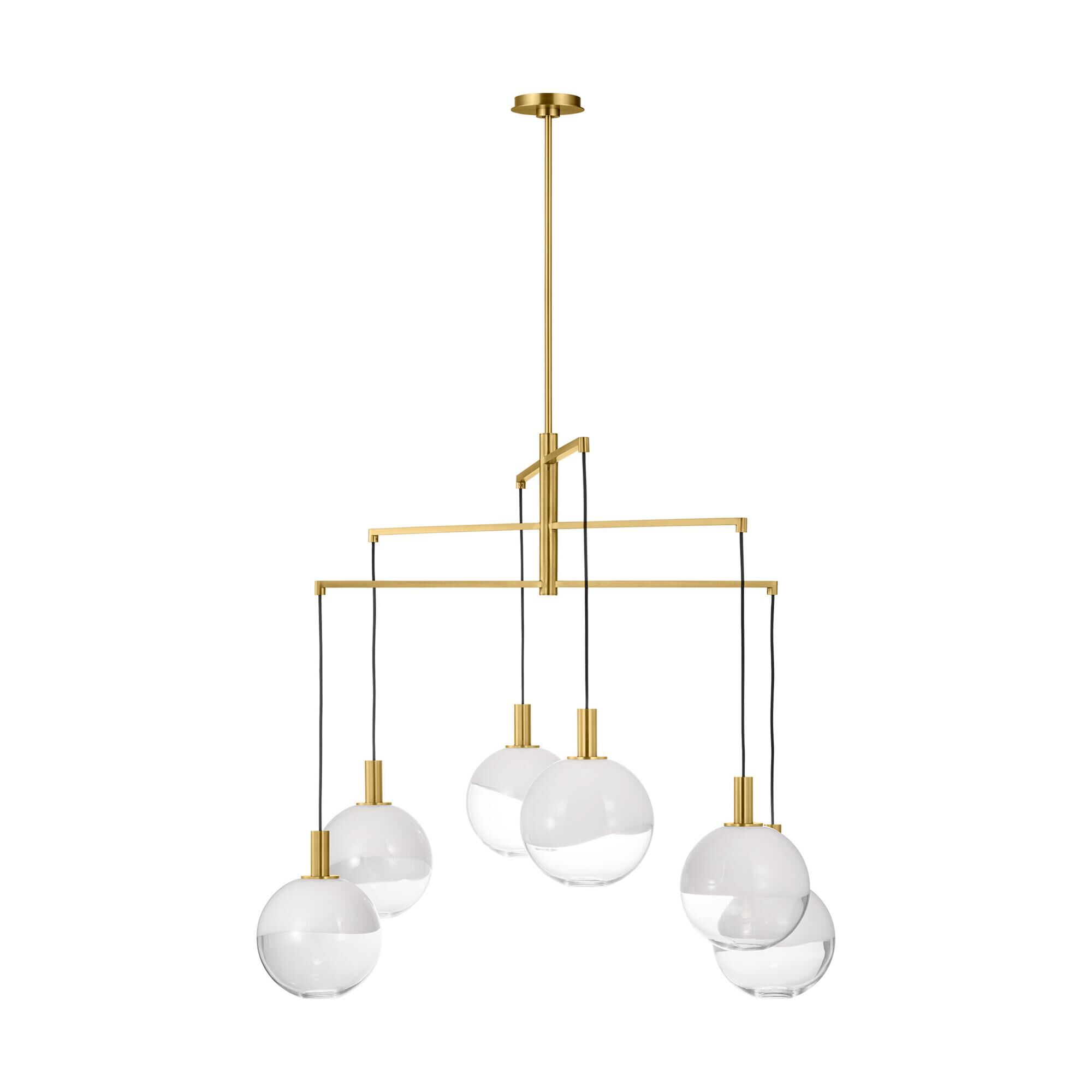 Shown in Burnished Brass finish and Milk and Clear Mix glass