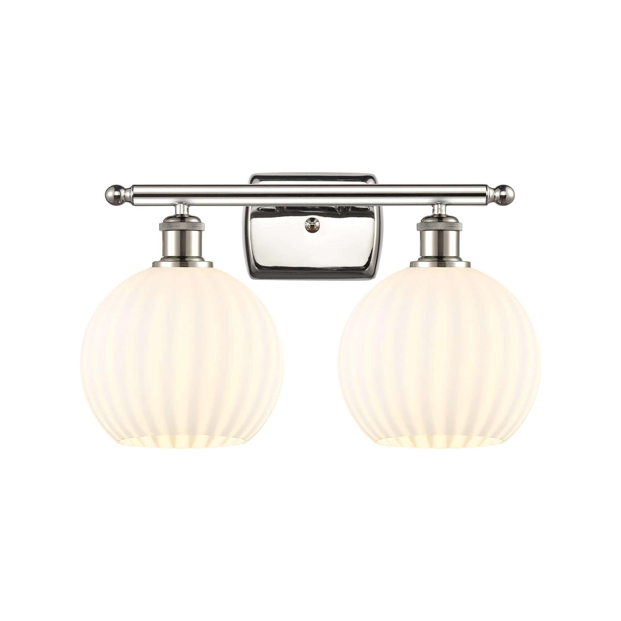 Shown in Polished Nickel finish and White Venetian glass
