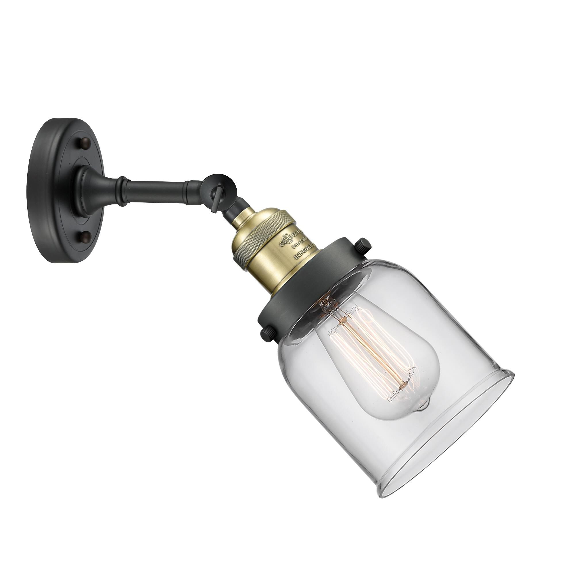 Shown in Black Antique Brass finish and Clear glass and None accent