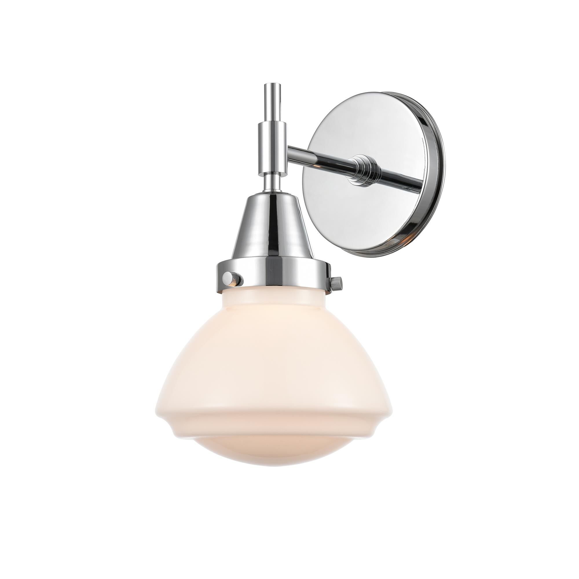 Shown in Polished Chrome finish and Matte White Cased Large Cone glass