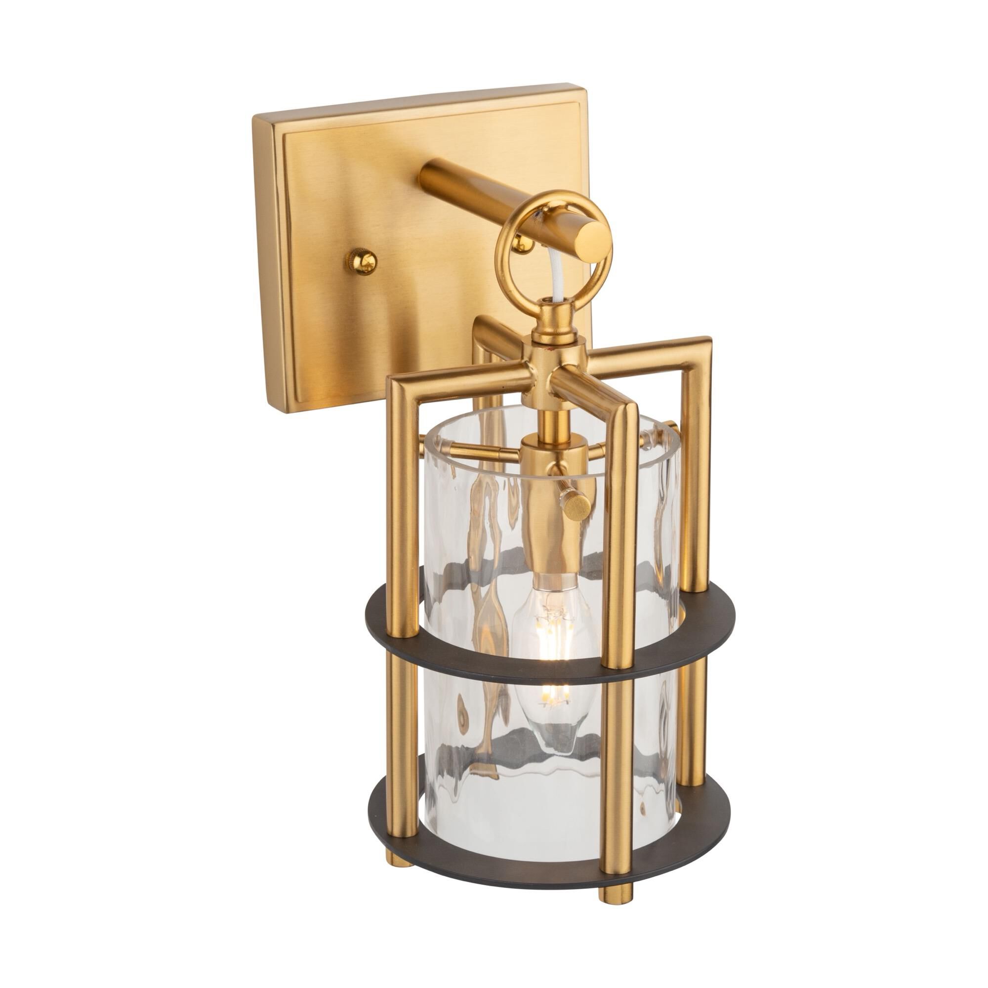 Shown in Brass & Black finish and Glass shade