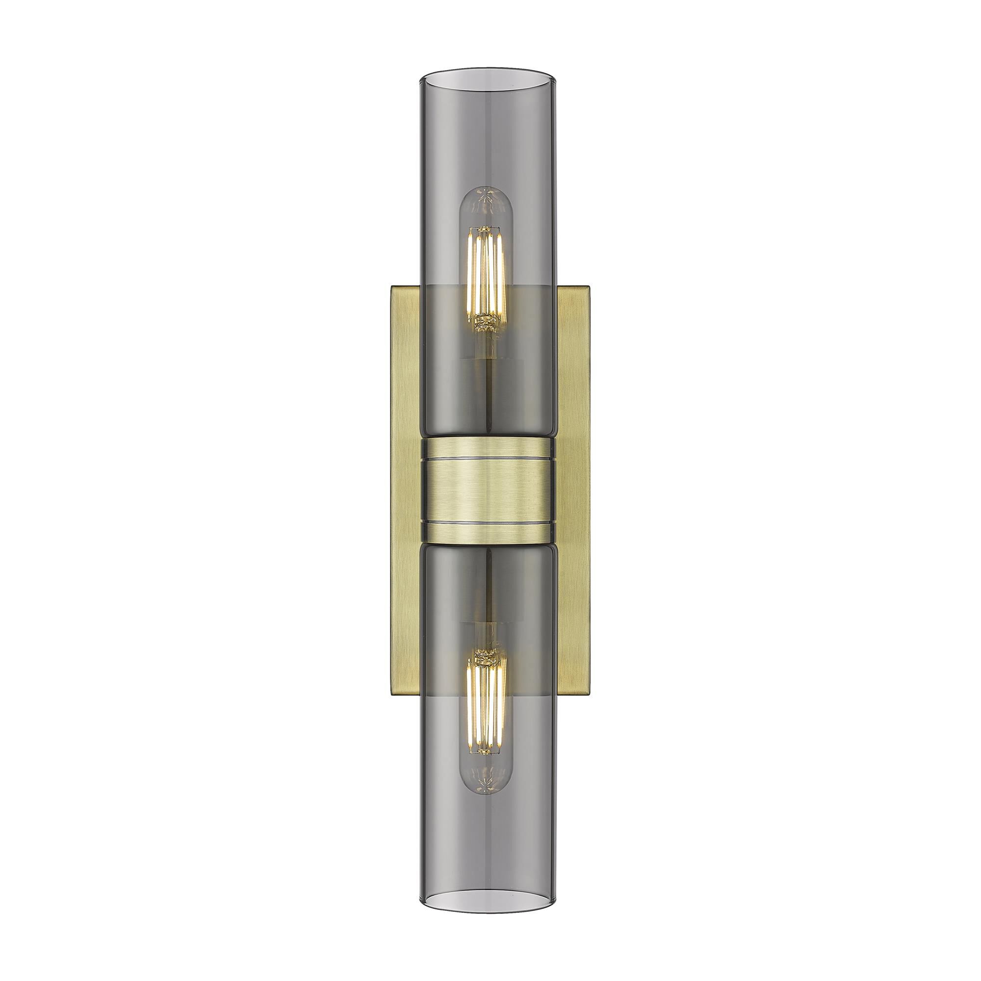Shown in Antique Brass finish and Plated Smoke glass