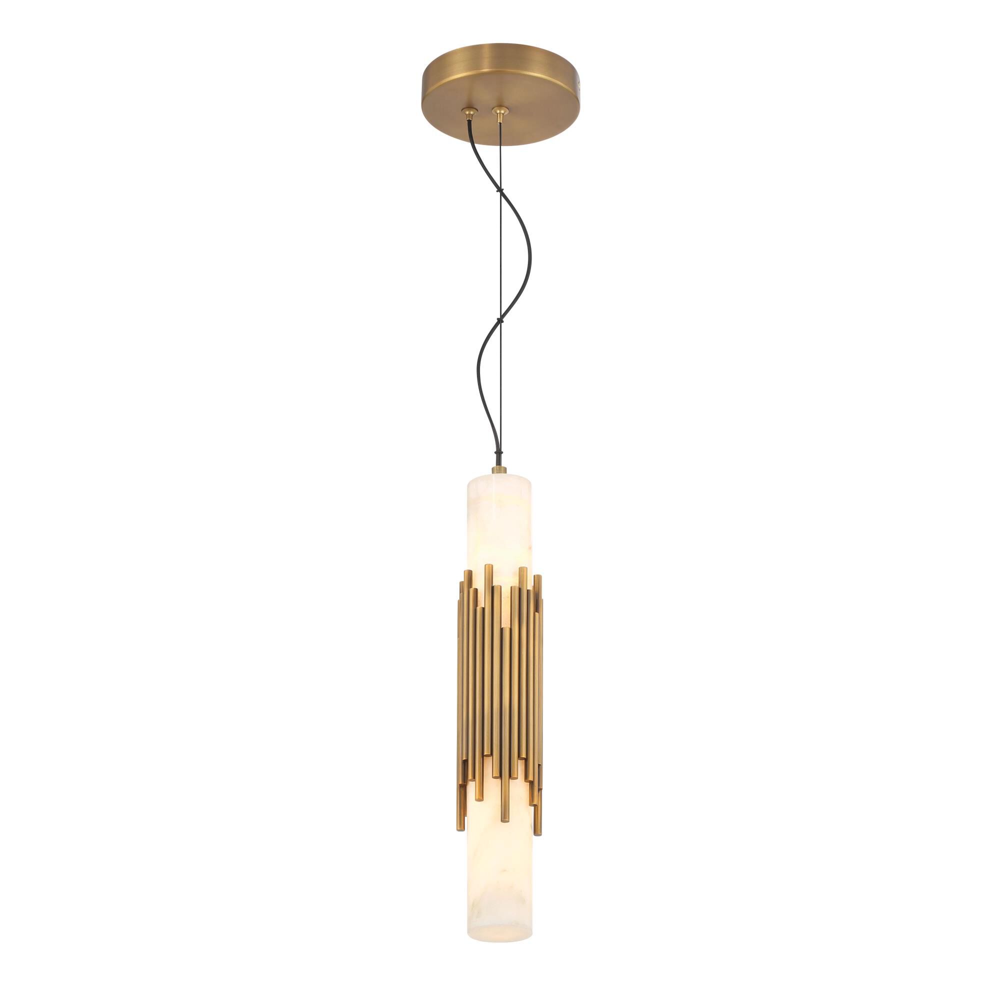 Shown in Antique Brass finish and Alabaster glass