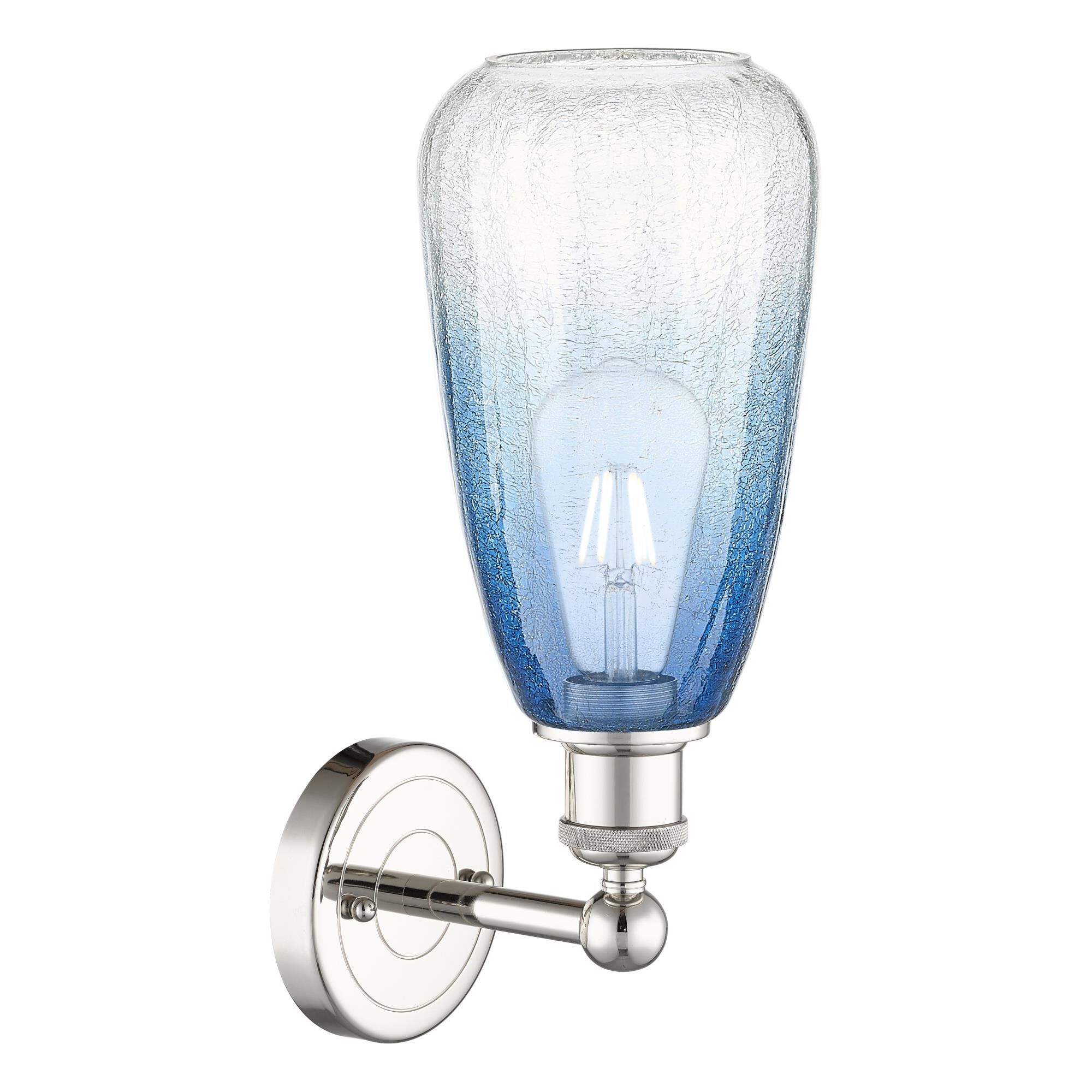 Shown in Polished Nickel finish and Sapphire Blue glass