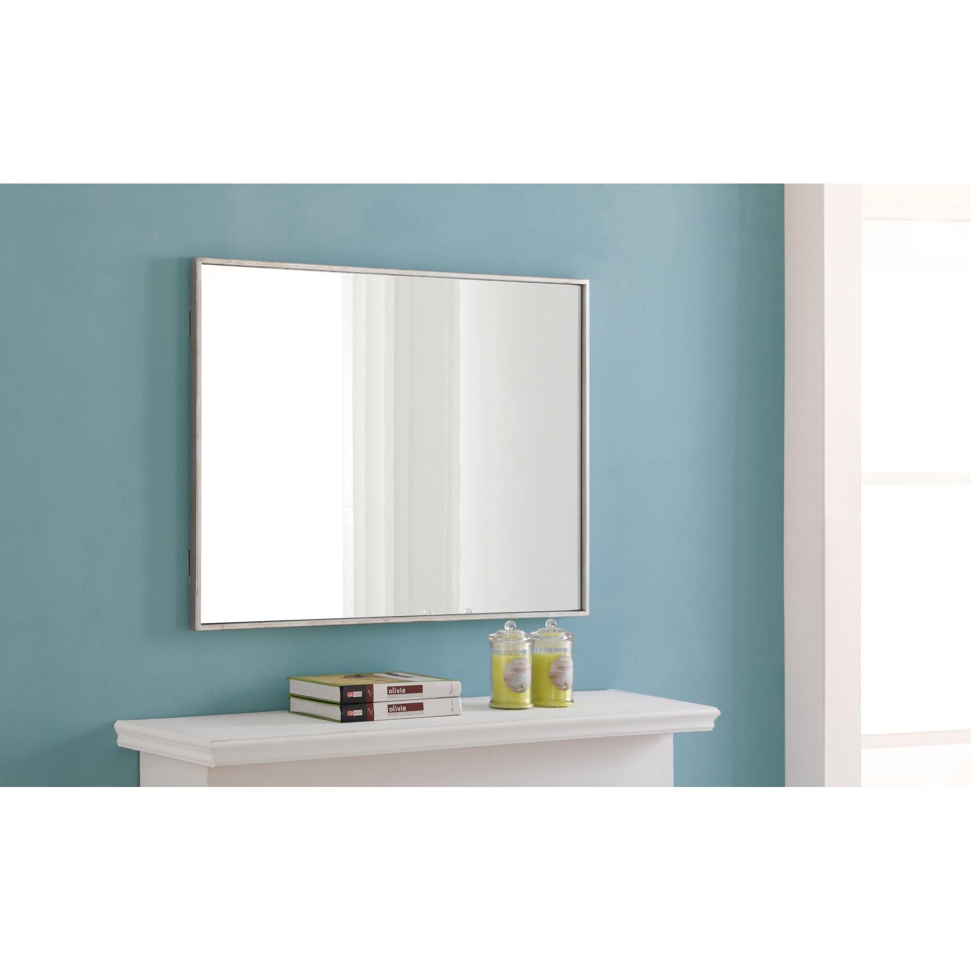 Shown in Silver finish and Clear Mirror Beveled glass