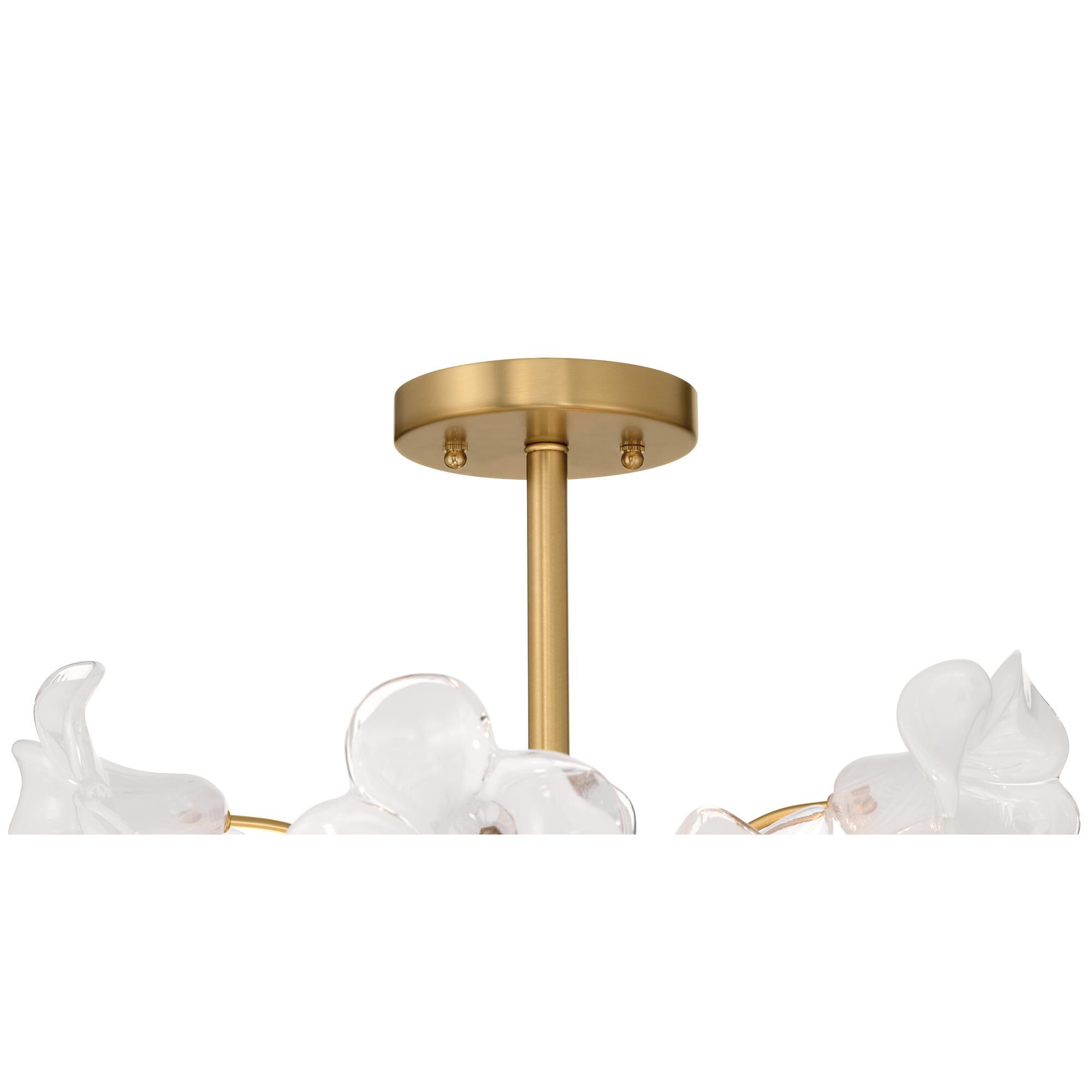 Shown in Legacy Brass finish and White Swirl glass