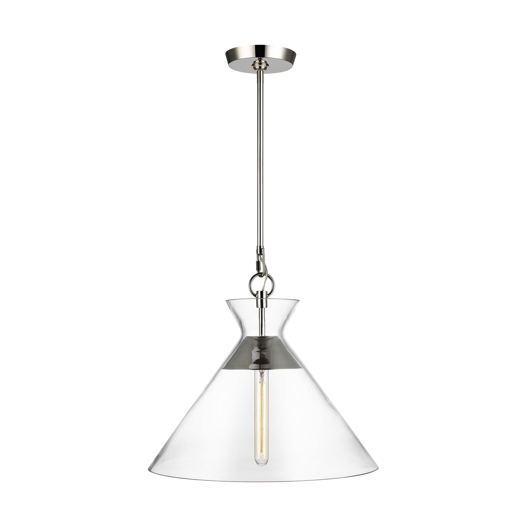 Shown in Polished Nickel finish and Clear glass