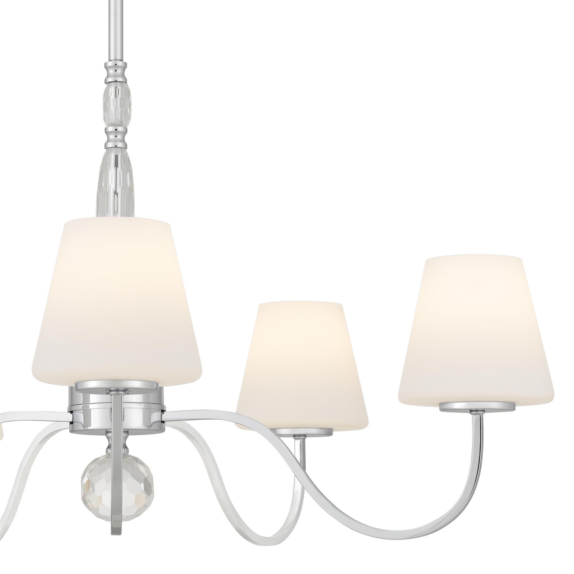 Shown in Polished Chrome finish and Opal Etched Glass shade