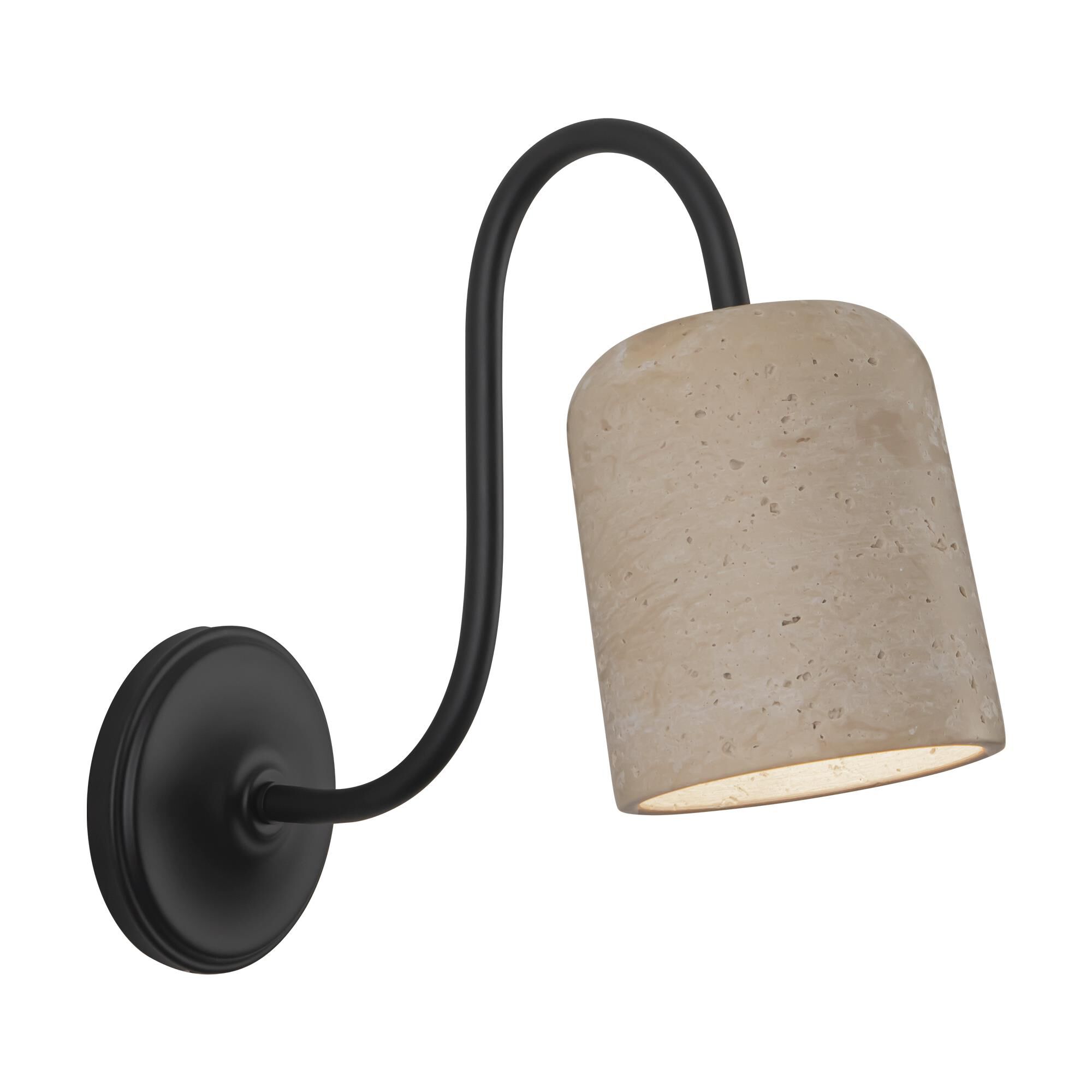 Shown in Matte Black and Travertine finish and Stone shade
