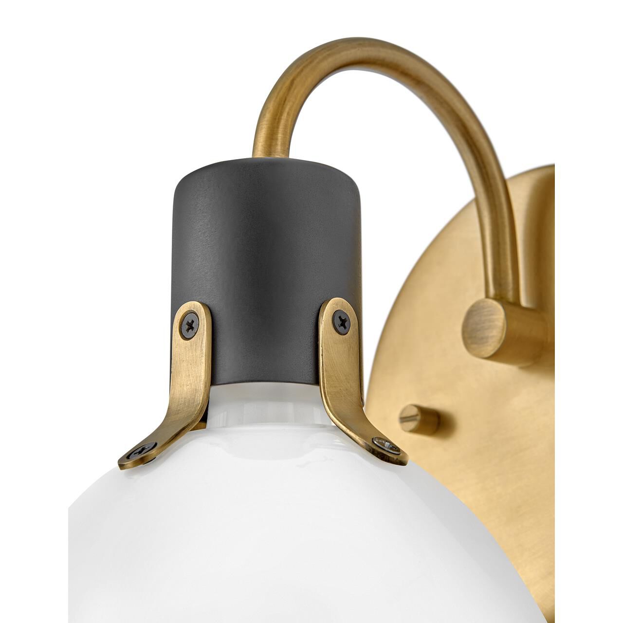 Shown in Heritage Brass with Black Accents finish and Cased Opal glass