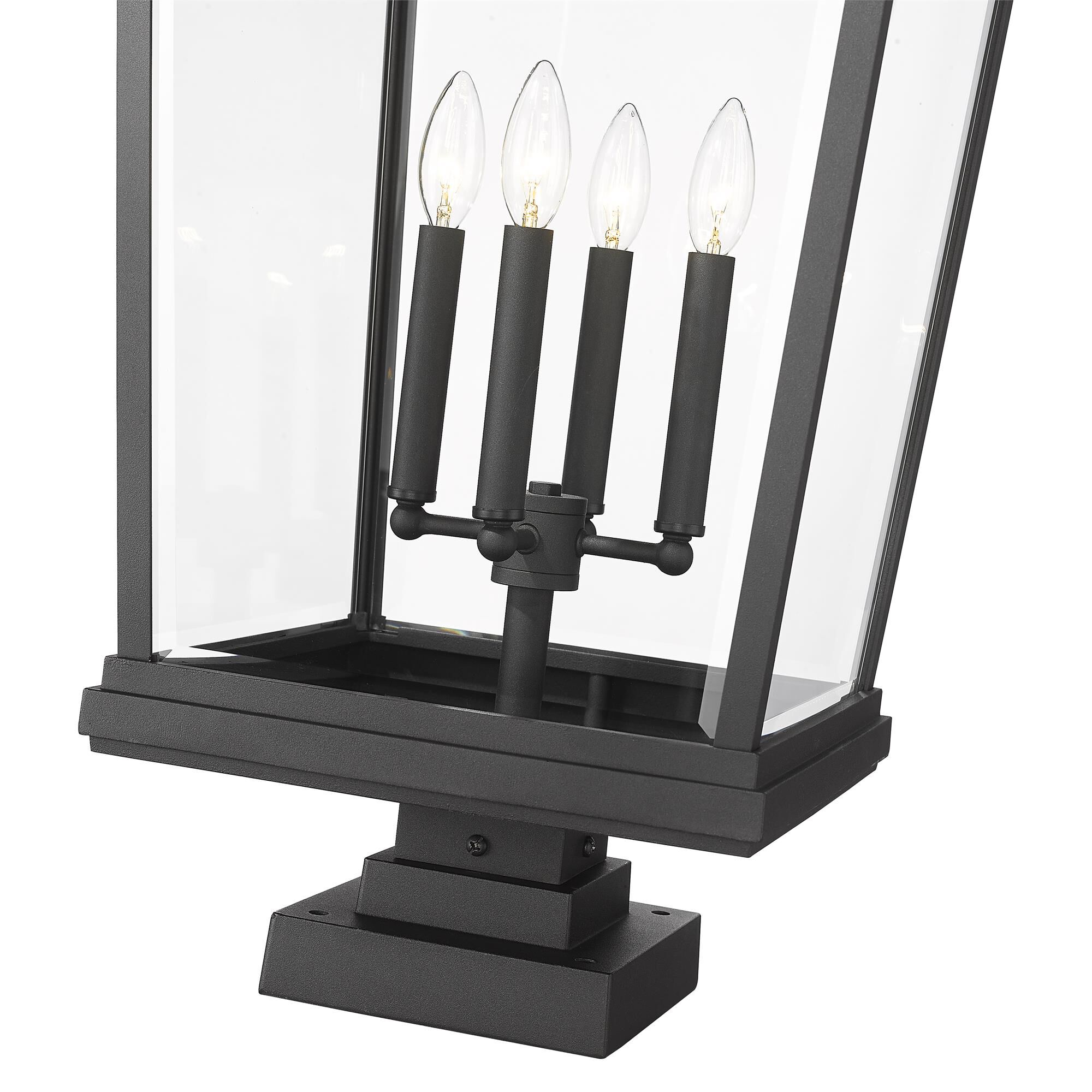 Shown in Black finish and Glass shade