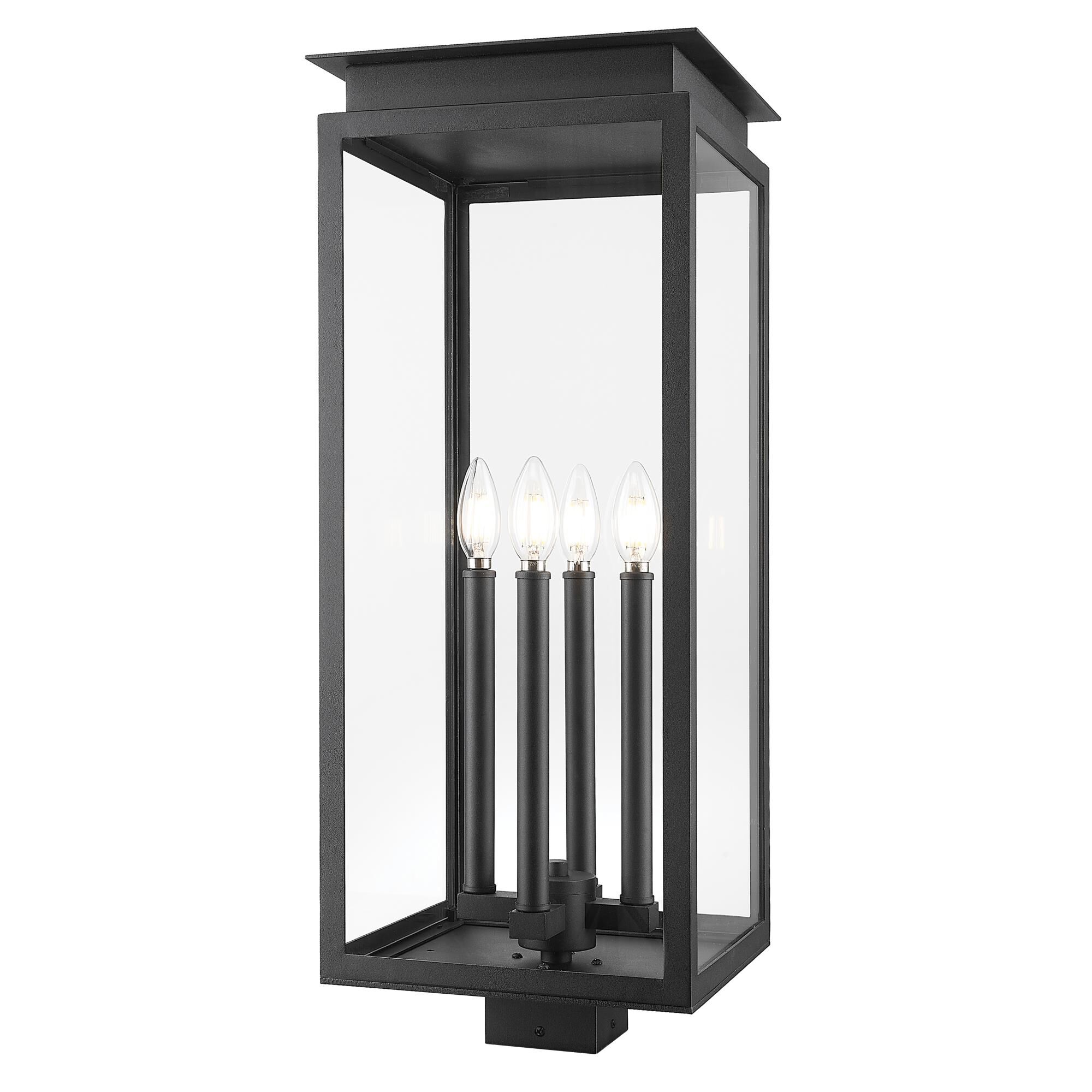 Shown in Black finish and Clear glass and Clear shade