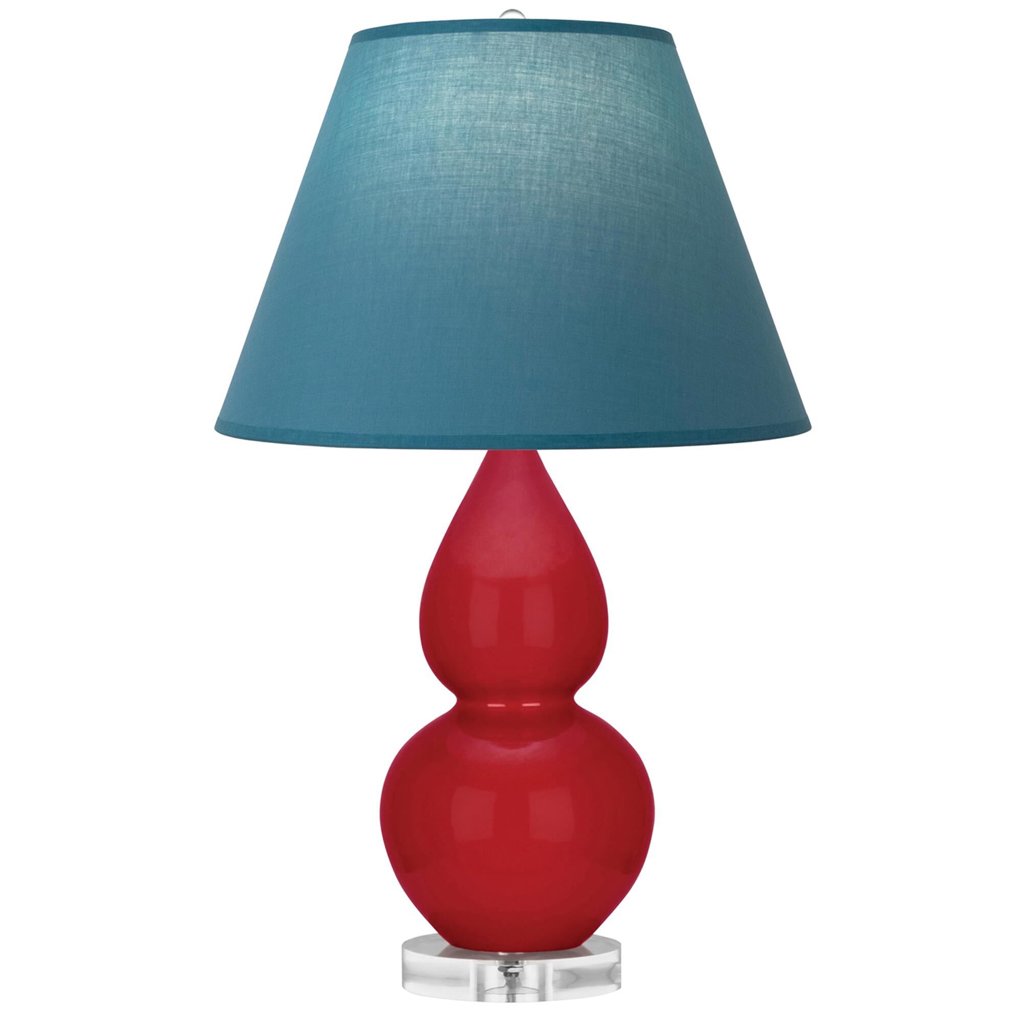 Shown in Ruby Red finish and Bright Blue and Gray shade and Lucite accent