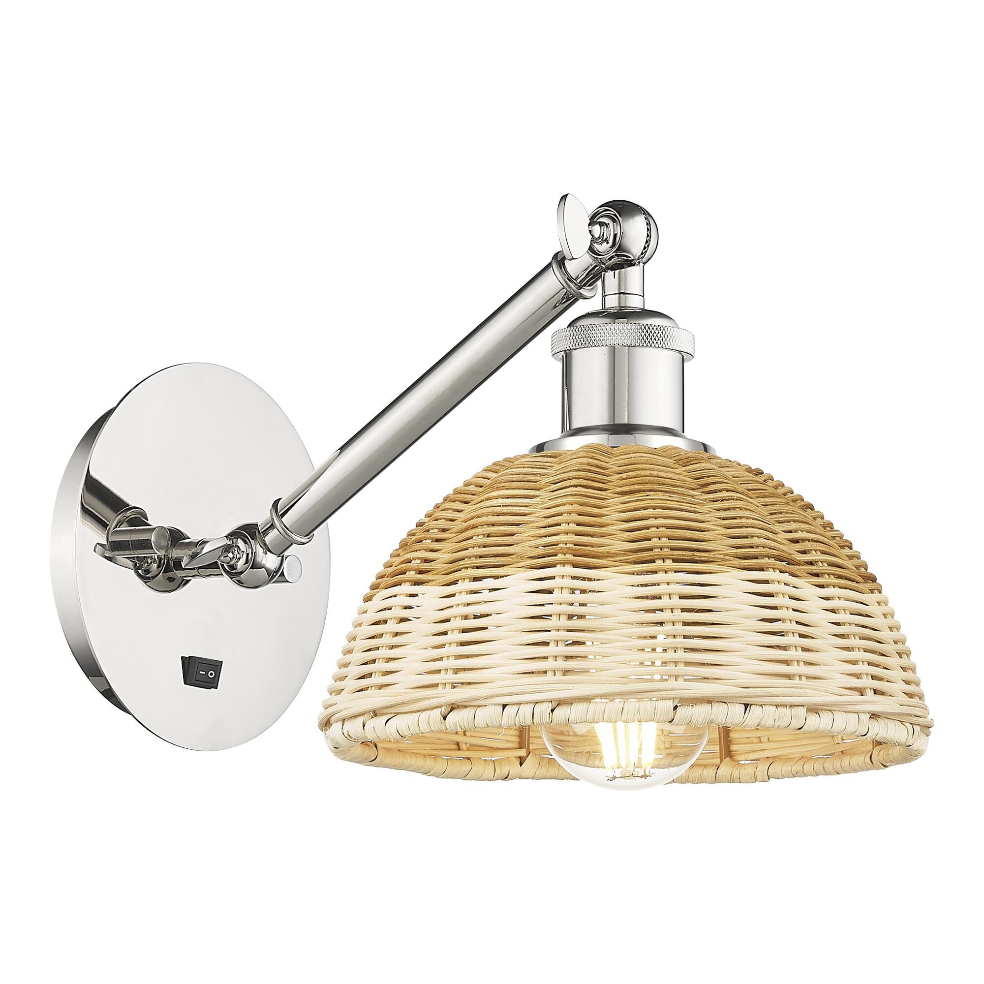 Shown in Polished Nickel finish and Natural shade