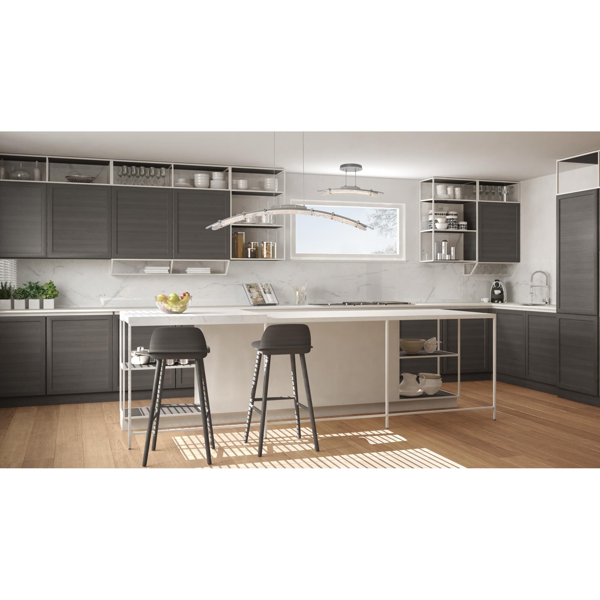 Shown in Vintage Platinum finish and Clear glass