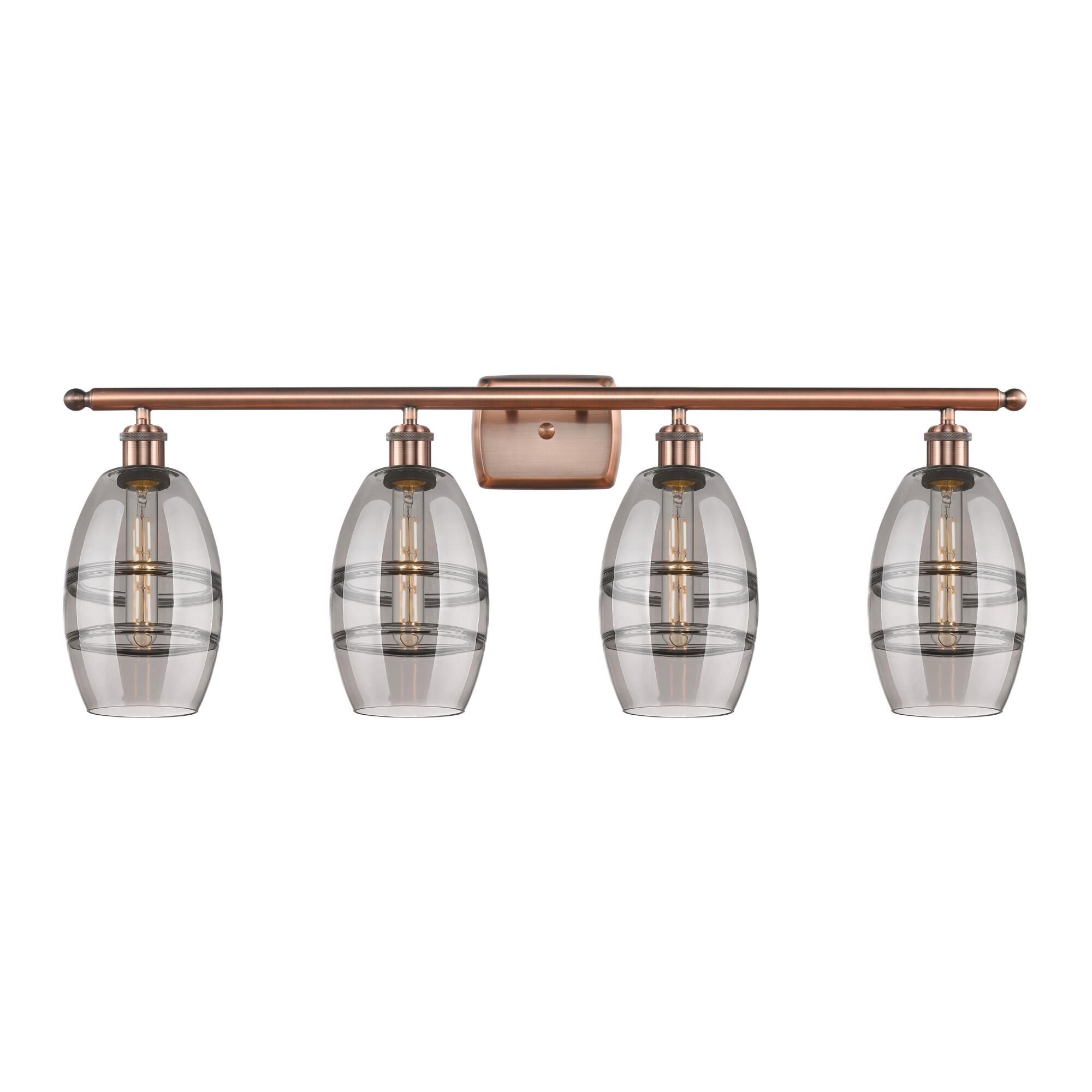 Shown in Antique Copper finish and Light Smoke glass