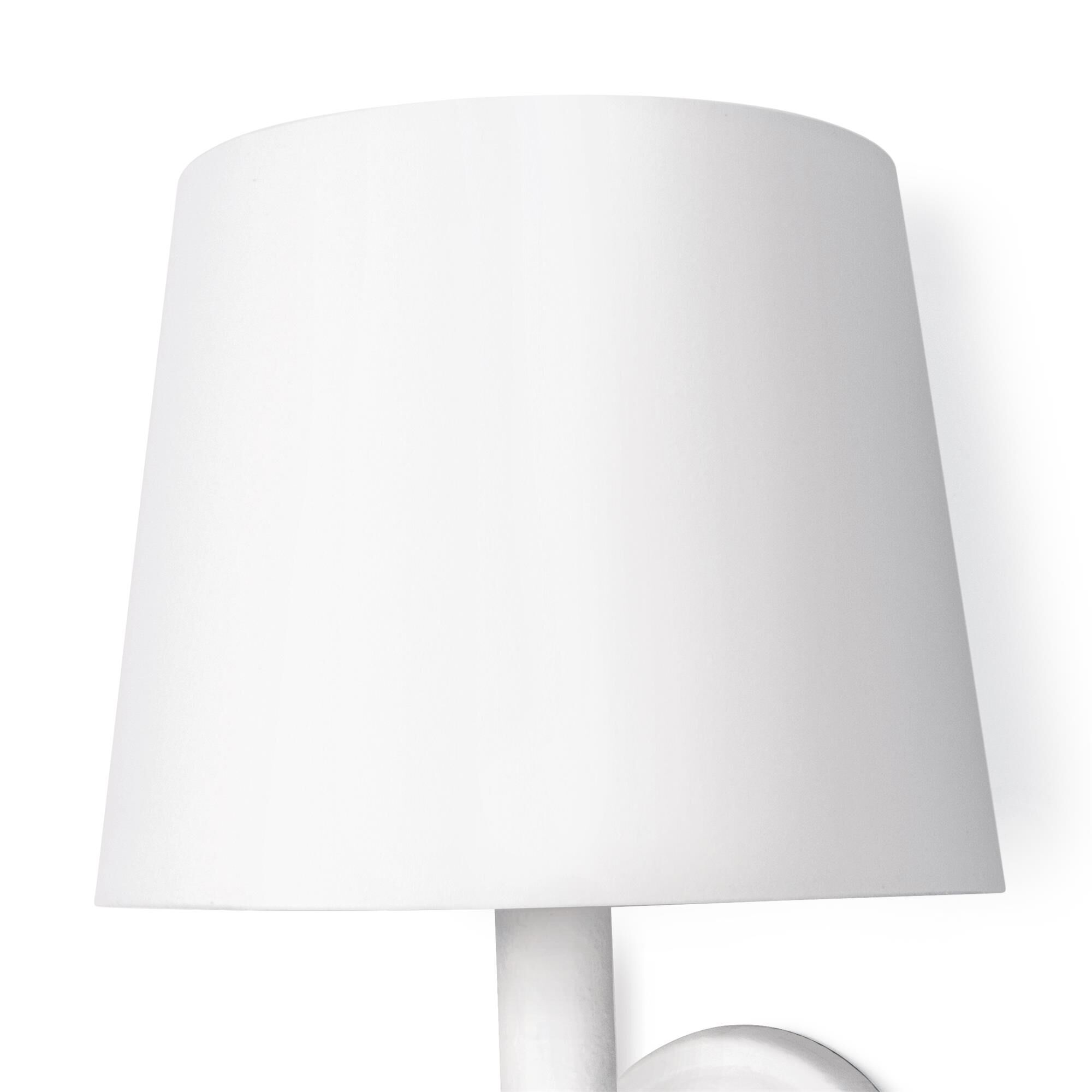 Shown in White finish and Linen shade