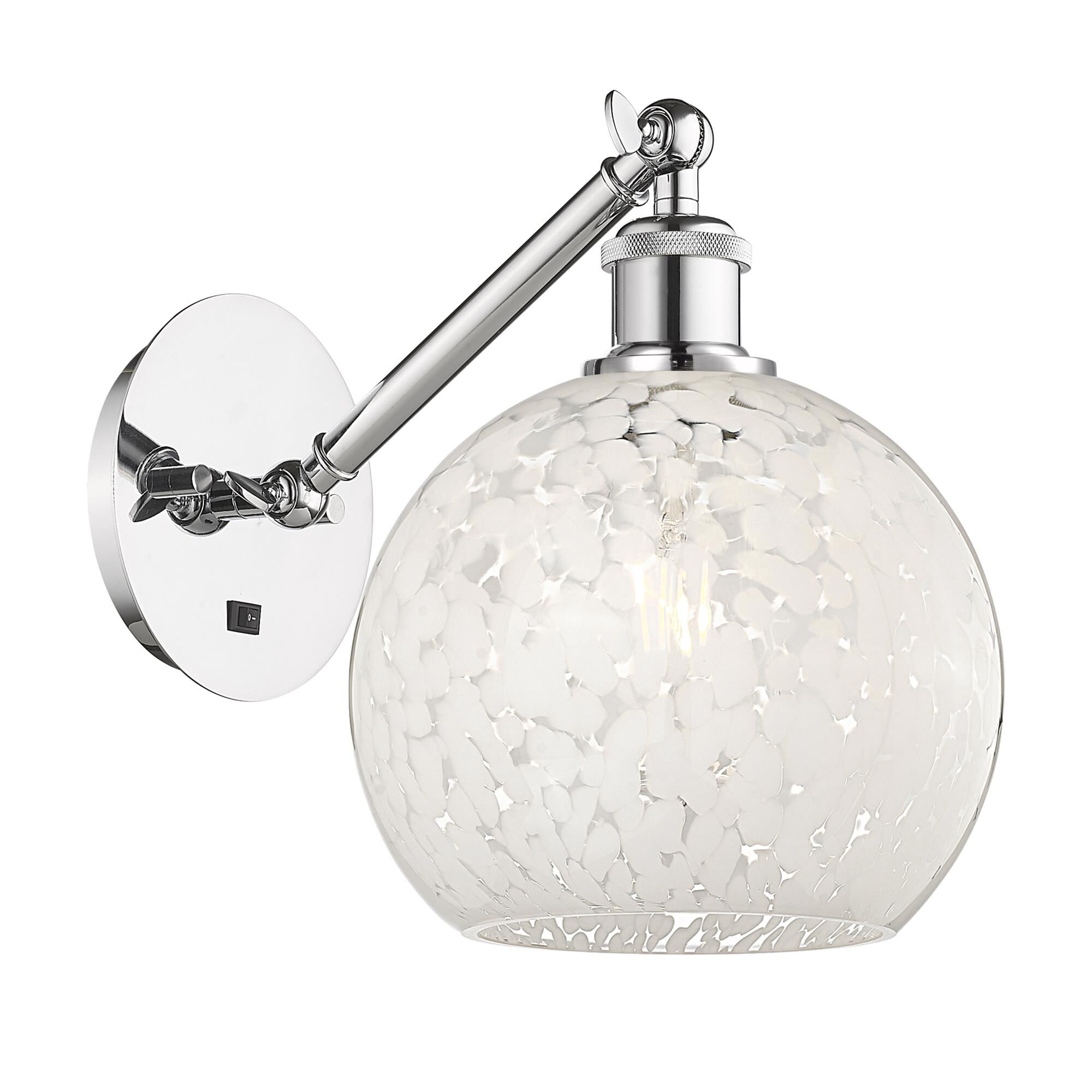 Shown in Polished Chrome finish and White Mouchette glass