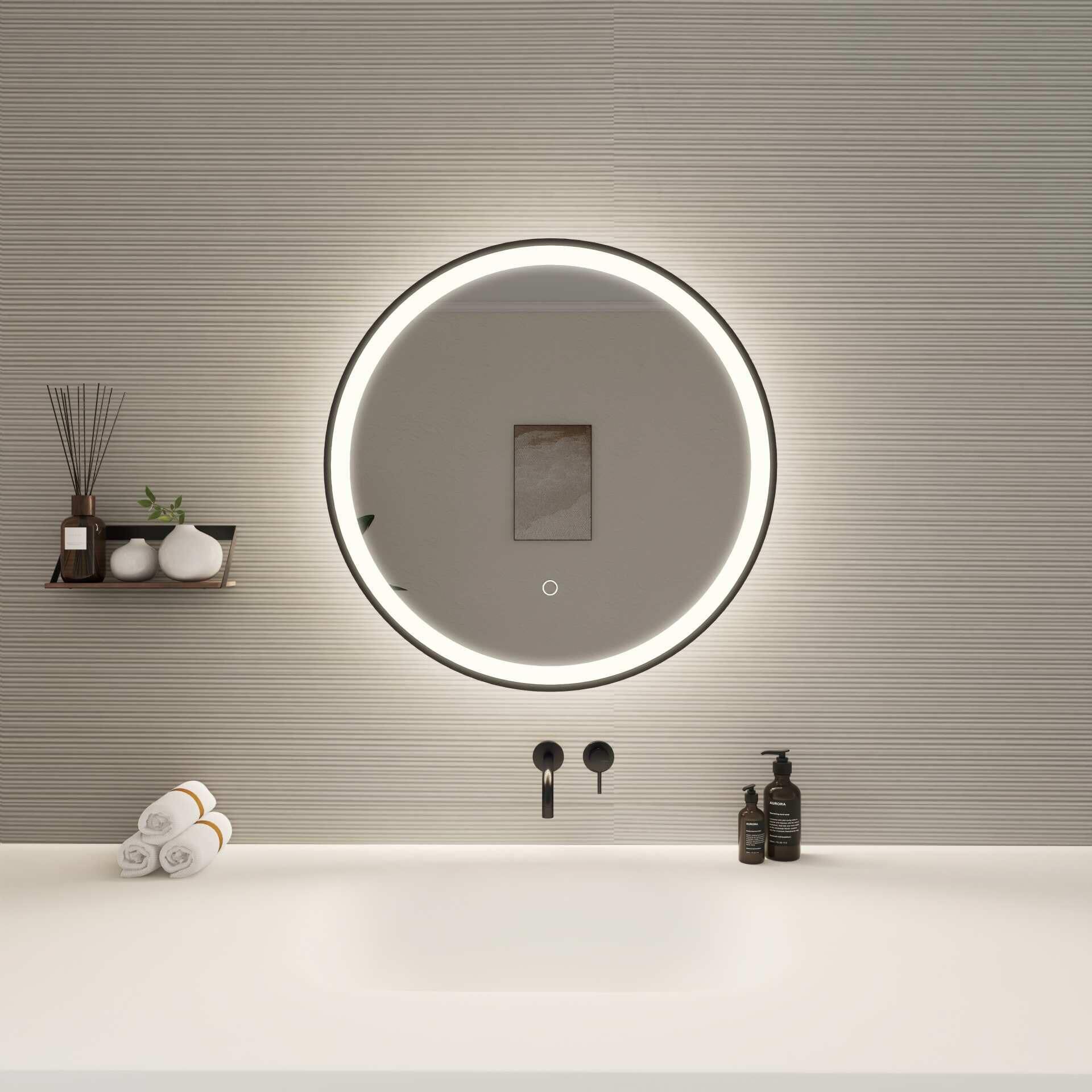 Harmoni 24 Inch Round LED Lighted Mirror by Elegant Decor