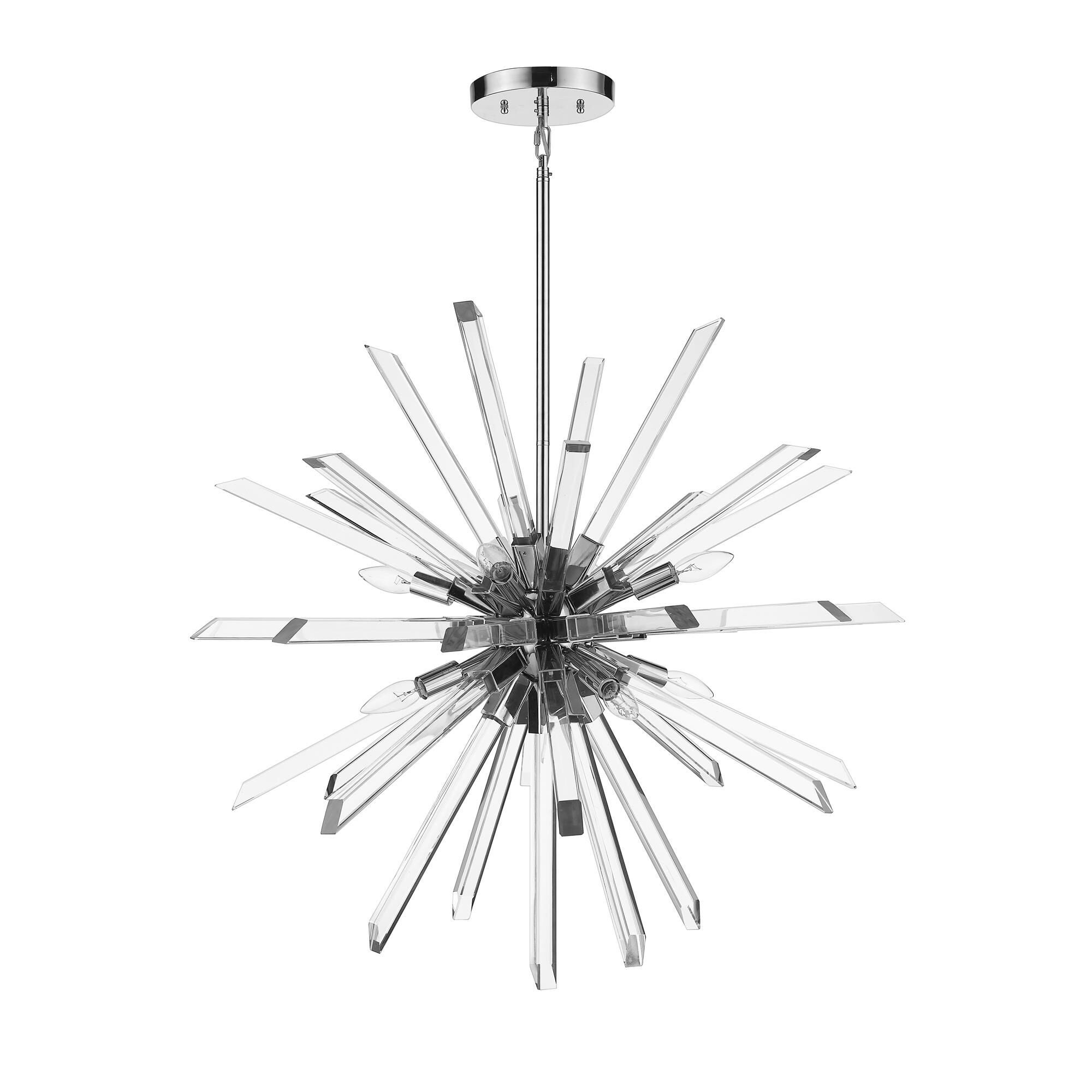 Shown in Chrome finish and Crystal glass and Crystal shade