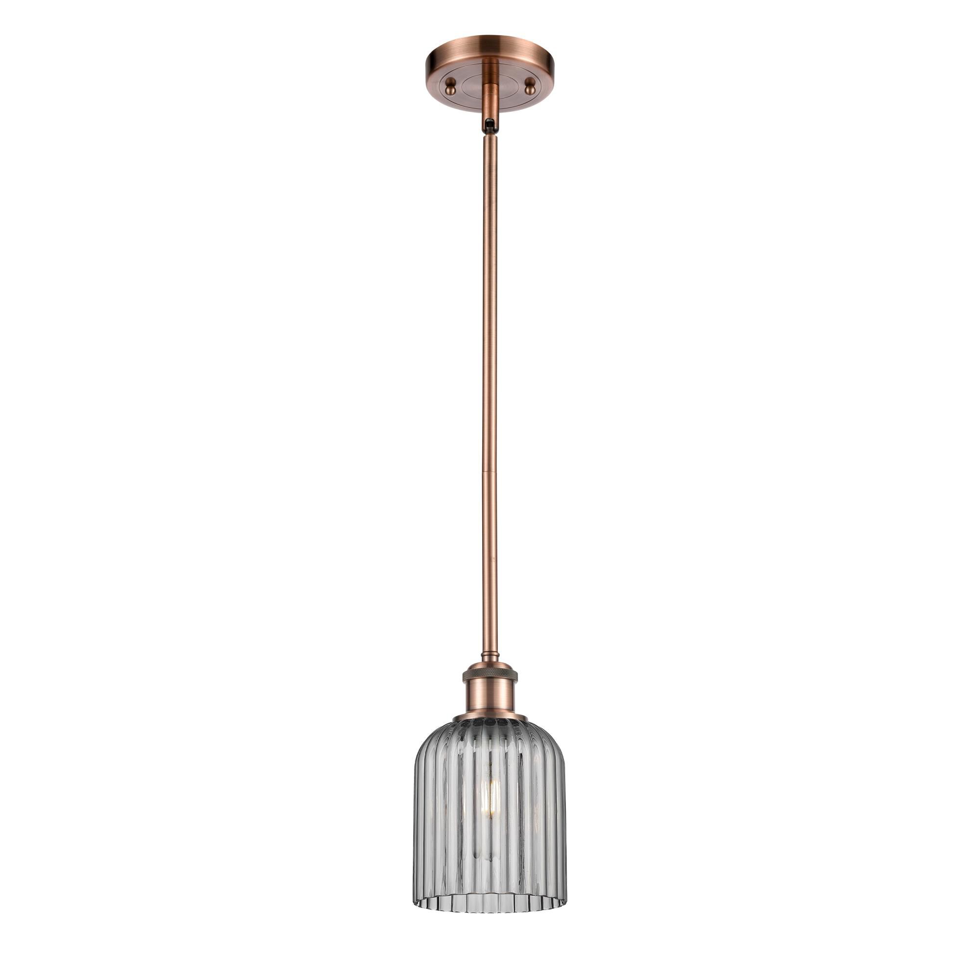 Shown in Antique Copper finish and Light Smoke shade