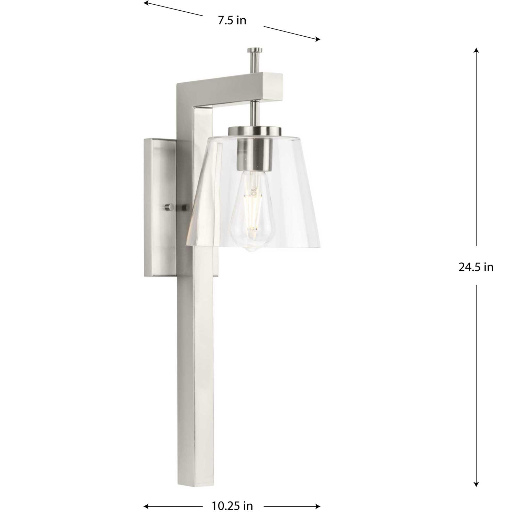 Shown in Brushed Nickel finish and Clear glass