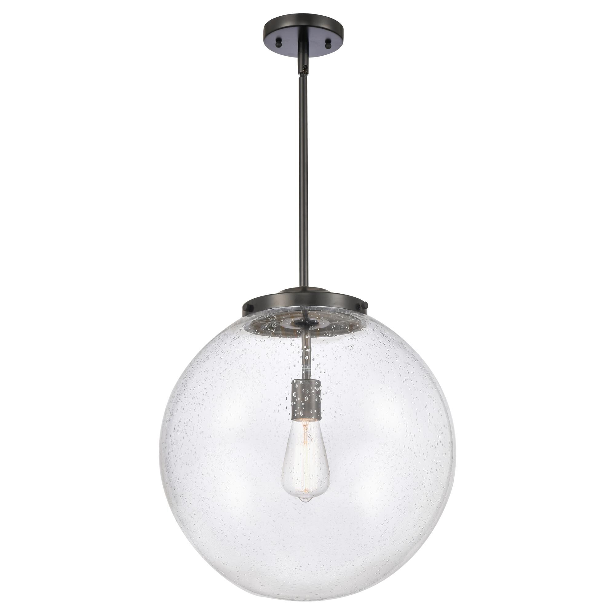 Shown in Matte Black finish and Seedy Beacon glass