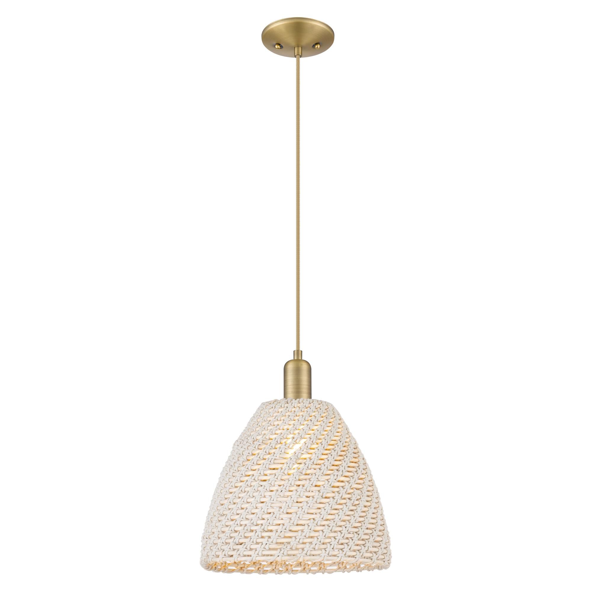Shown in Brushed Brass finish and Natural shade
