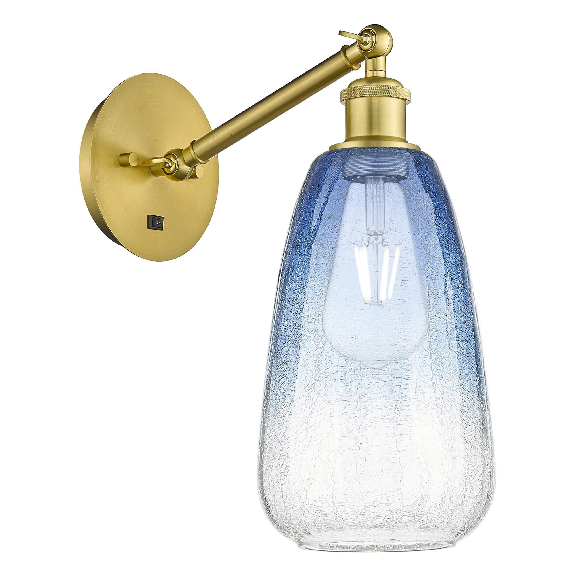 Shown in Satin Gold finish and Sapphire Blue glass