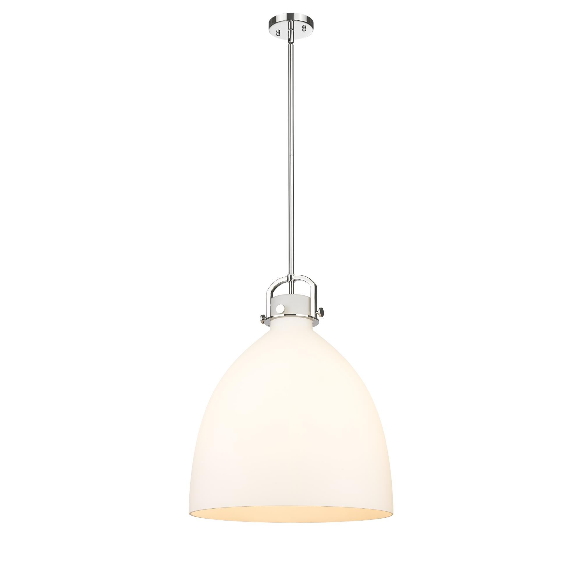 Shown in Polished Nickel finish and Matte White glass