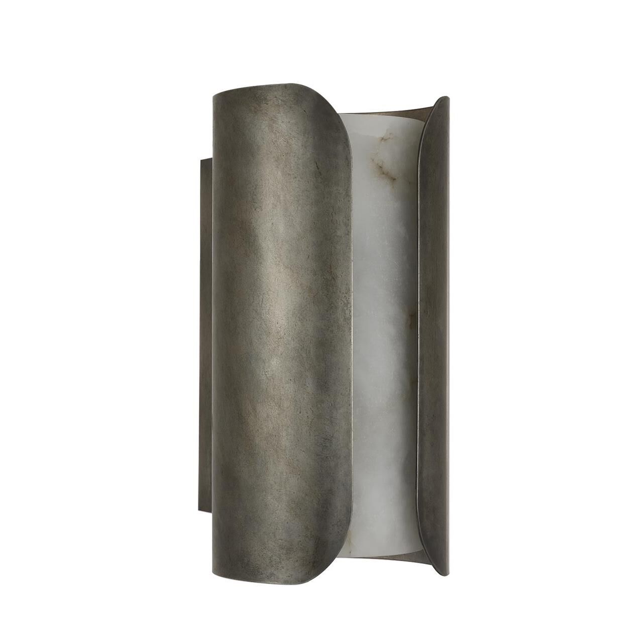 Shown in Mottled Pewter finish and Alabaster shade