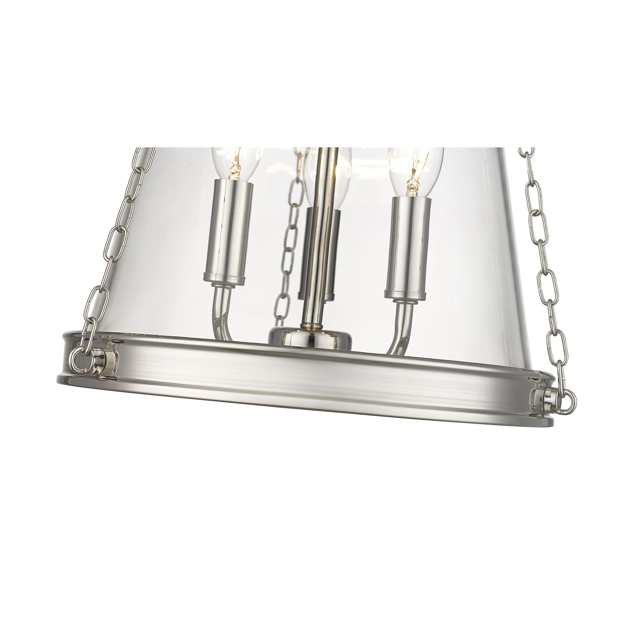 Shown in Polished Nickel finish and Clear glass