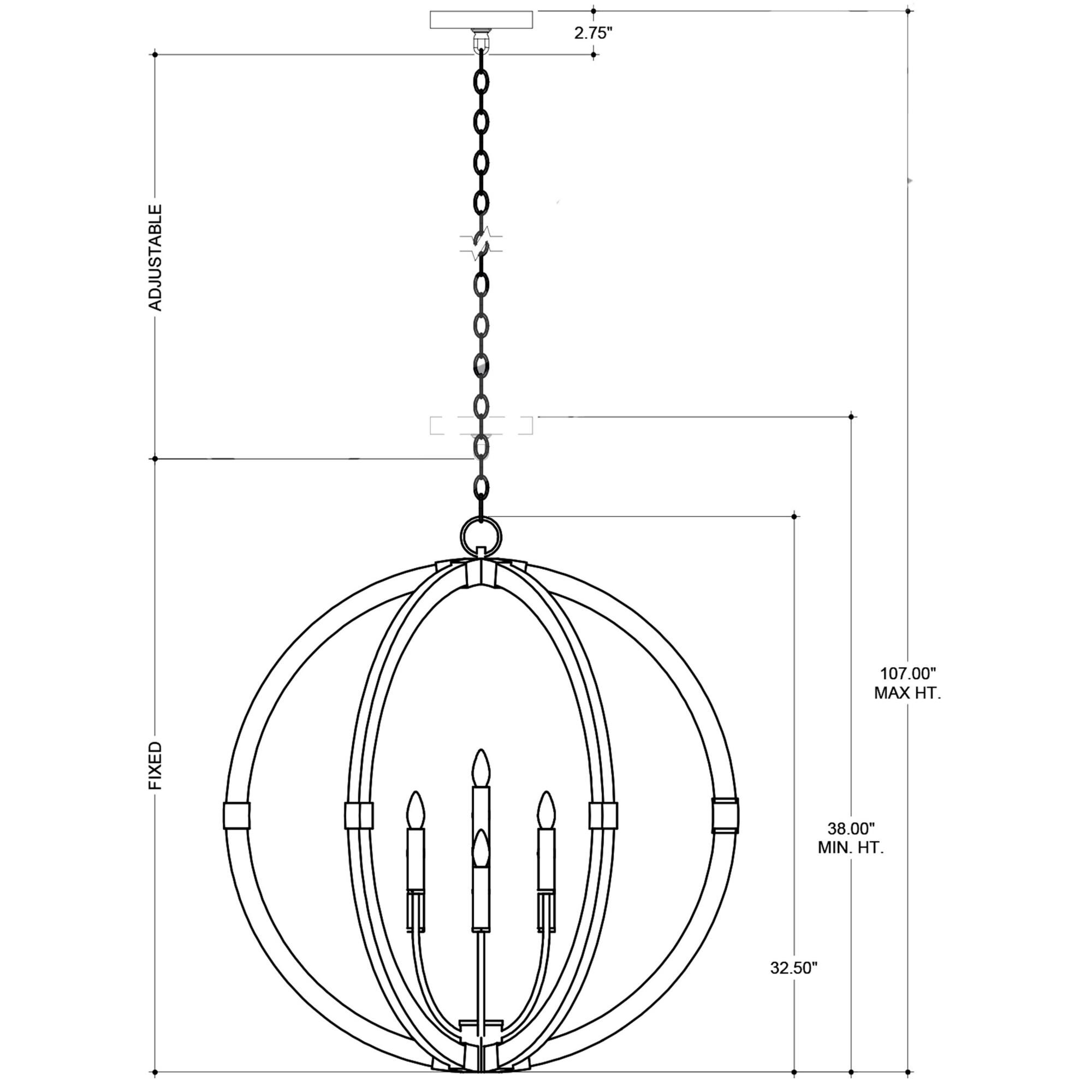 Bastian 31 Inch 6 Light Chandelier by Currey and Company