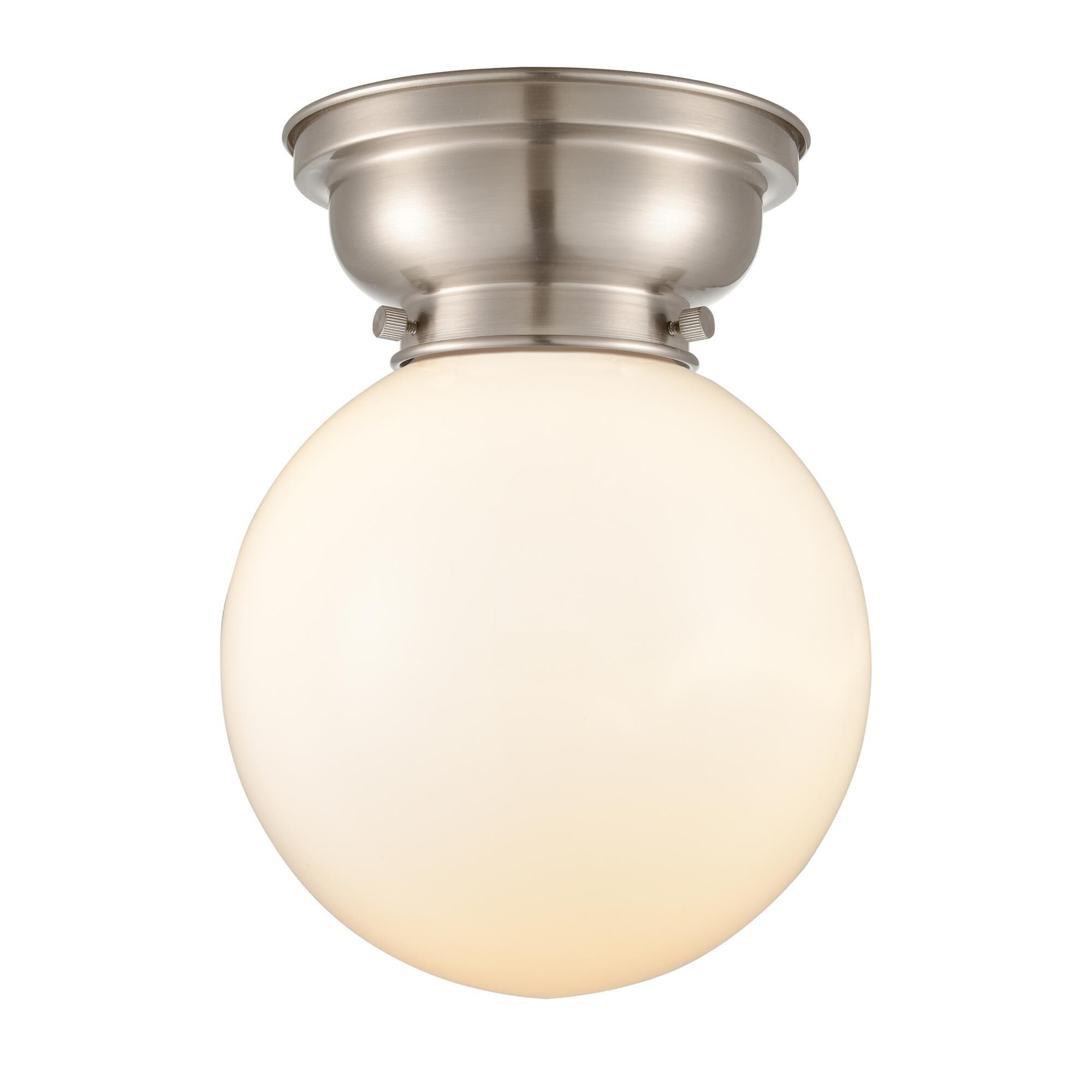 Shown in Brushed Satin Nickel finish and Globe glass and Glass shade