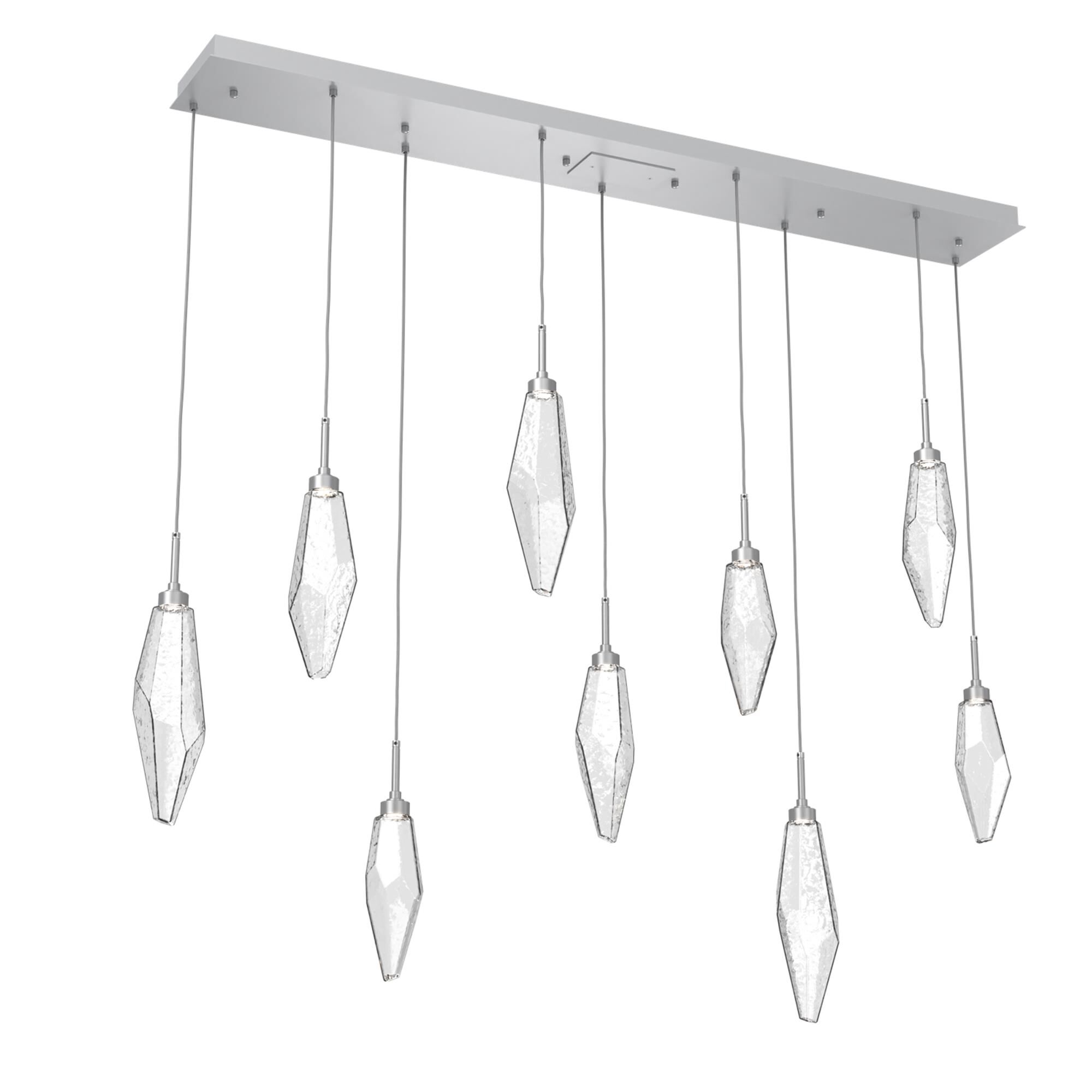 Shown in Classic Silver finish and Chilled Blown And Clear glass