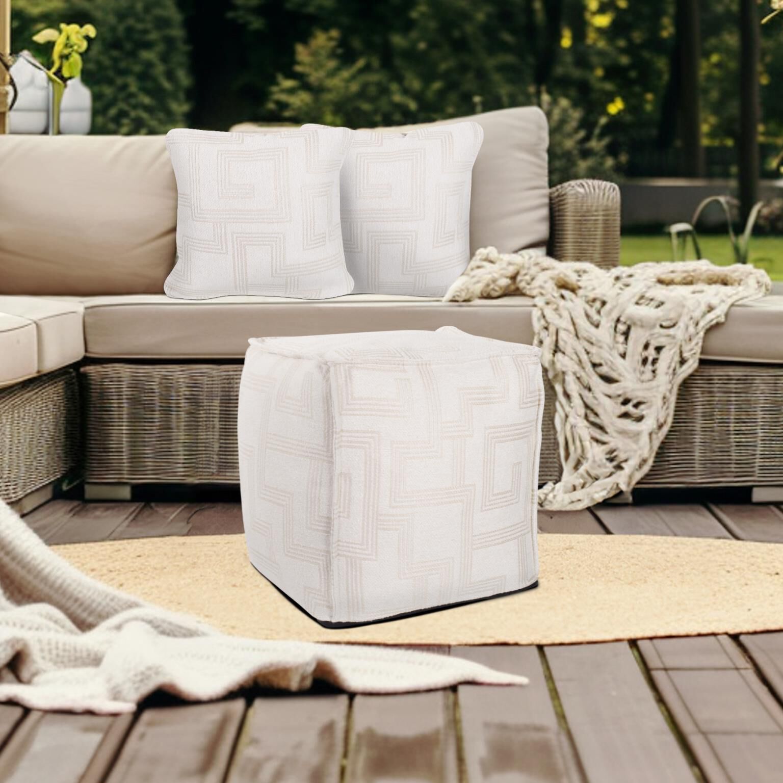 The Syros Pouf Ottoman by Howard Elliott Collection